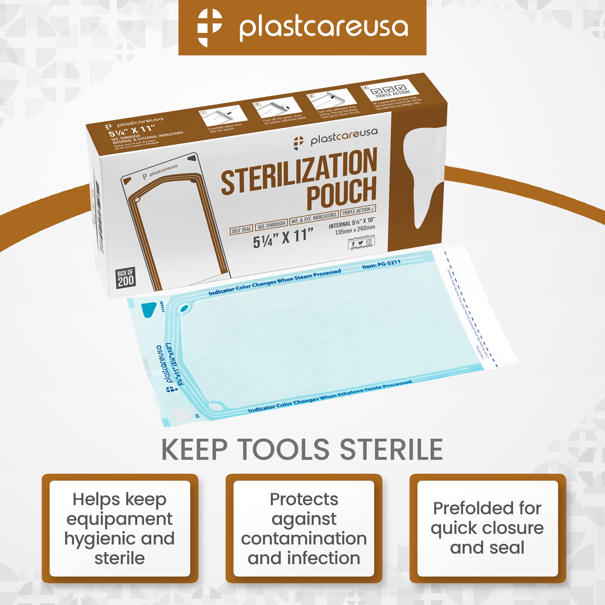 200 Sterilization Pouches 5.25