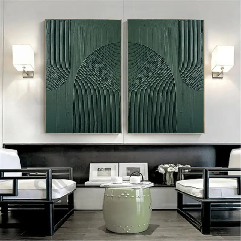Abstract Tranquility Wall Art Set of 2 - Modern Minimalist Canvas Paintings for Living Room, Bedroom & Office Decor #WS019