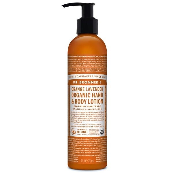 Dr. Bronner's Organic Orange Lavender Hand & Body Lotion 8oz (237ml) - Hydrating Moisturizer for Dry Skin, Vegan & Cruelty-Free - Perfect for Daily Use, Travel & Gift Sets