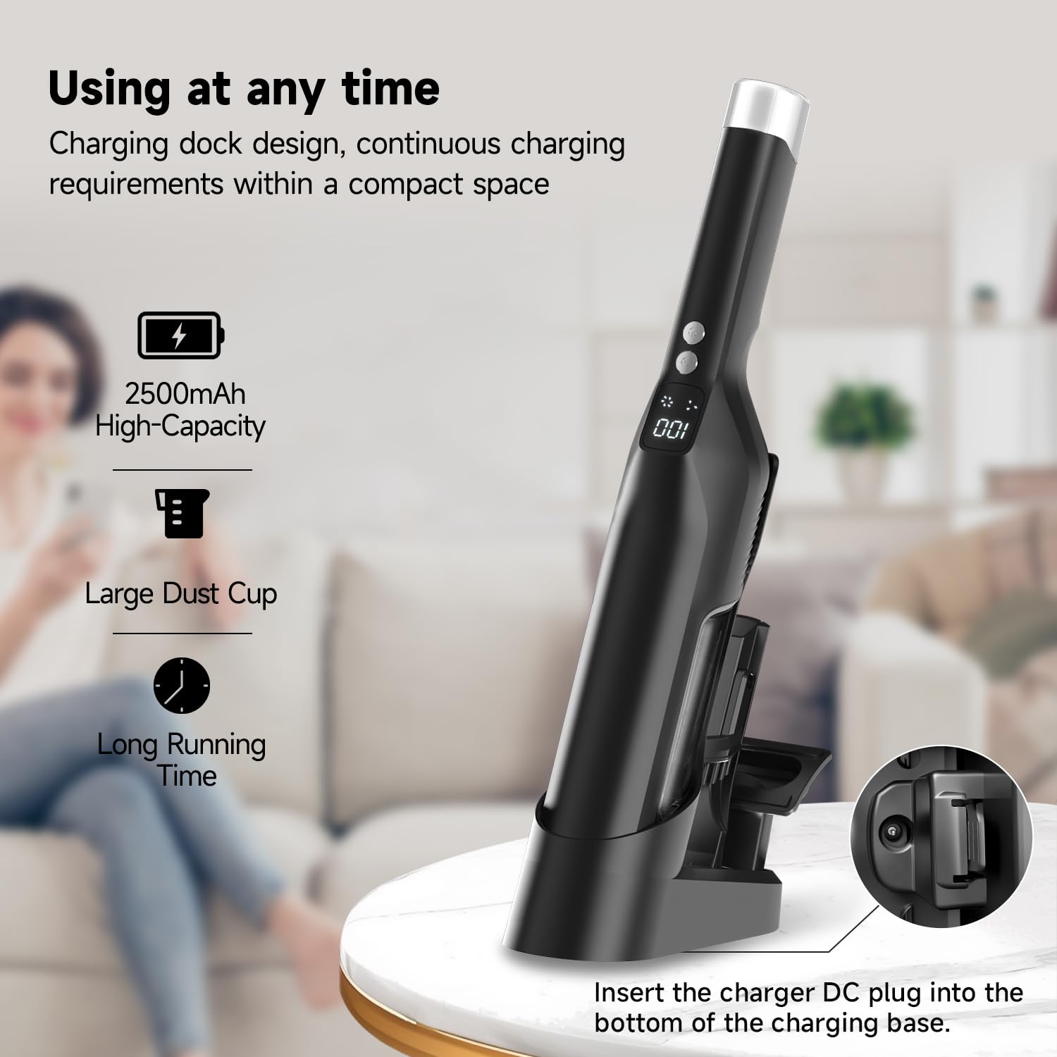 Cordless Handheld Vacuum 20KPa - Lightweight Portable for Home, Car & Pet Hair