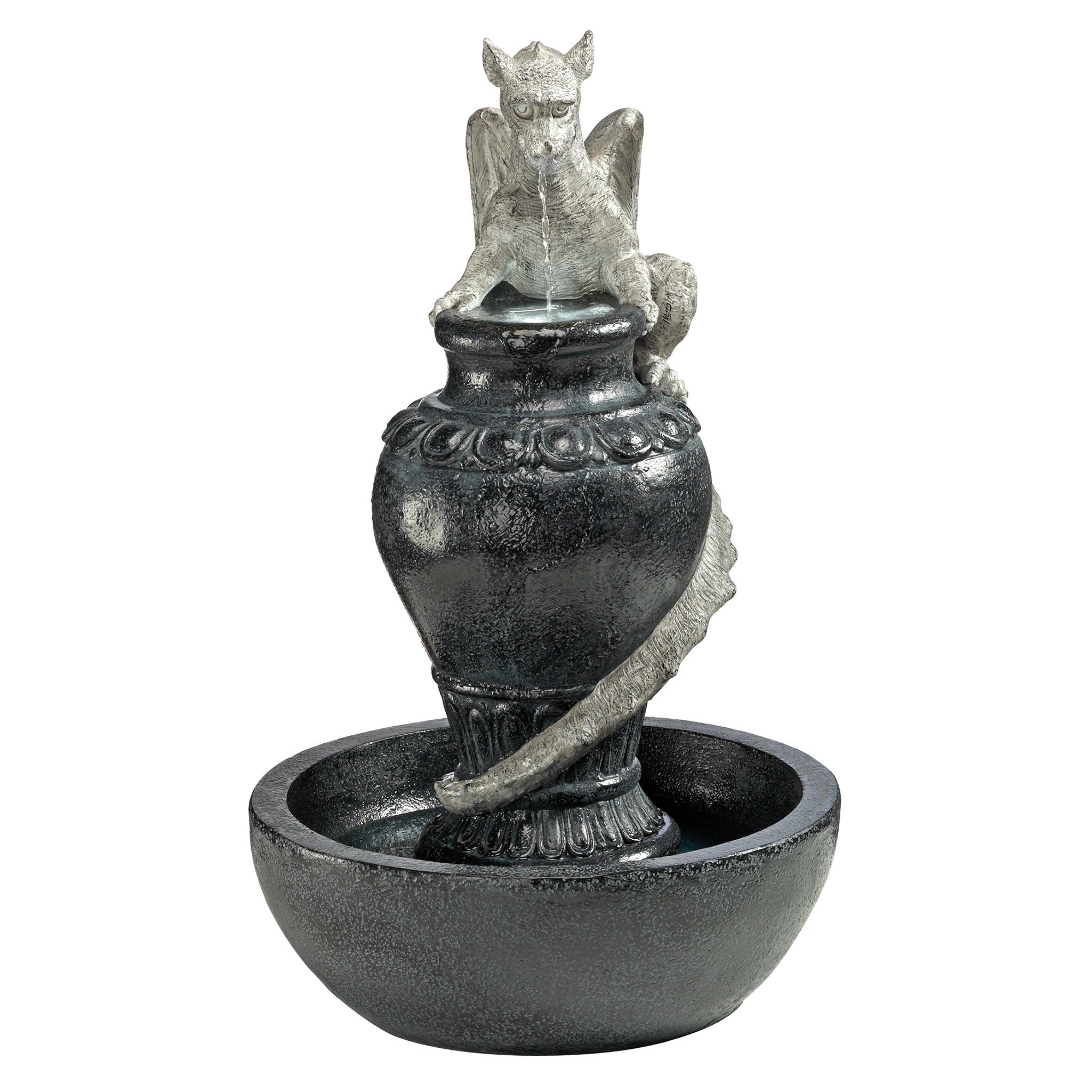 Design Toscano LED Illuminated Viper Dragon Water Fountain - Outdoor Garden Decor with Greystone Finish | Perfect for Patio, Backyard, and Landscape Accent