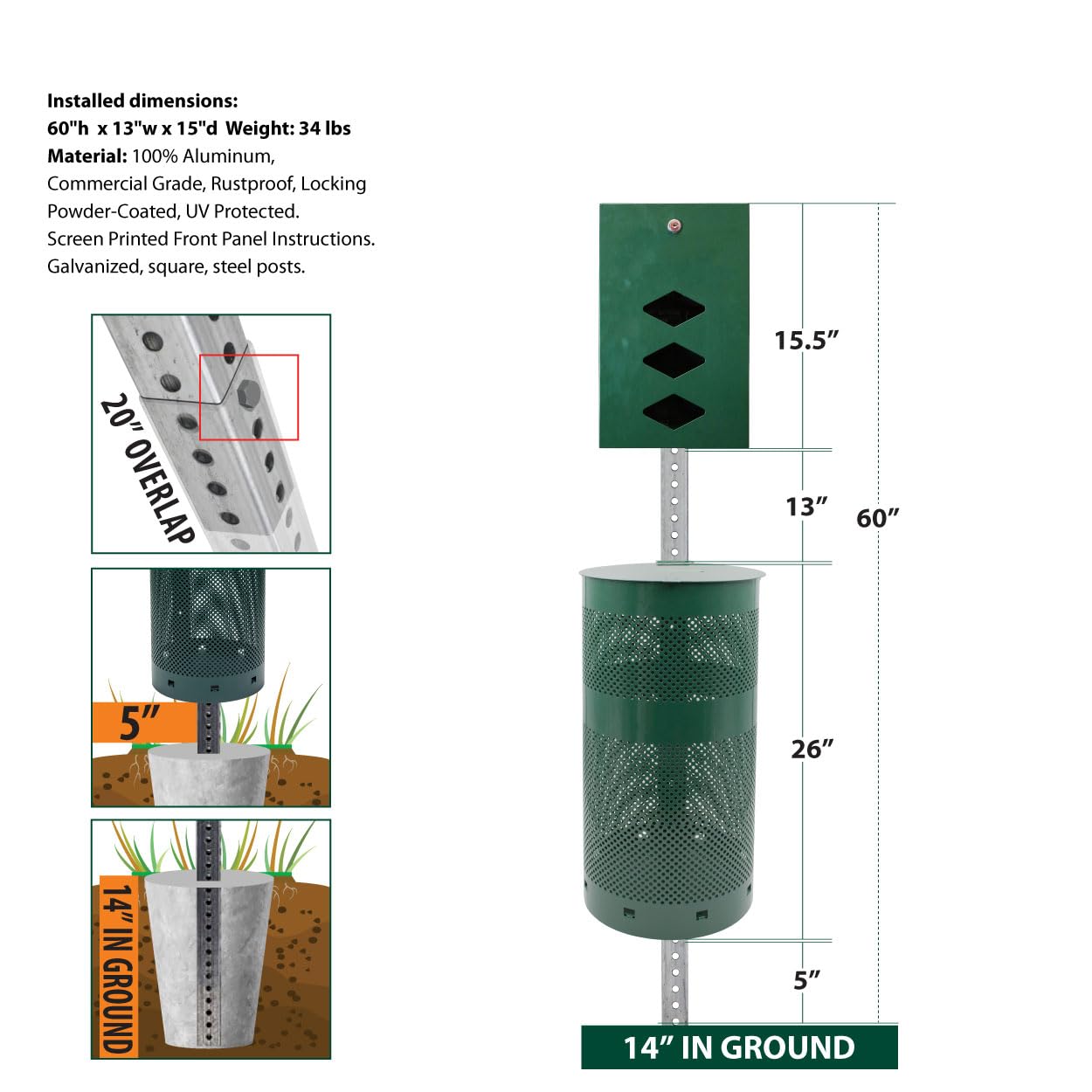 Eco-Friendly Low Profile Dog Waste Station with Universal Fit Roll Bag System - Includes 400 Waste Bags & 25 Can Liners - Best Selling Pet Waste Solution (500K+ Sold in USA) - Perfect for Parks, Backyards & Community Areas (Green)