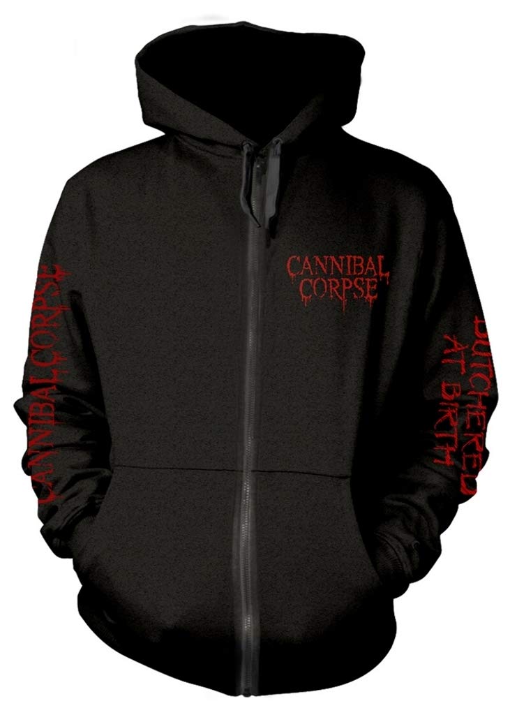 Cannibal Corpse 'Butchered At Birth Explicit' Black Zip Up Hoodie - Heavy Metal Band Merch for Concerts & Streetwear