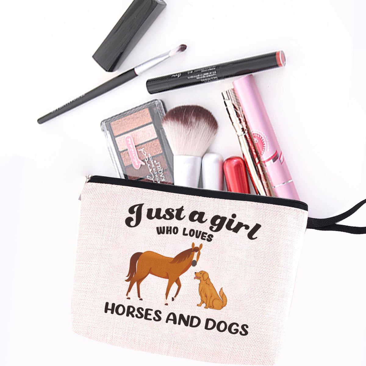 Funny Makeup Bag for Dog & Horse Lovers - Cute Cosmetic Zipper Pouch for Women, Girls, Girlfriend, Bestie, Daughter - Perfect Graduation, Birthday Gift for Best Friends - Ideal for Travel, School & Daily Use