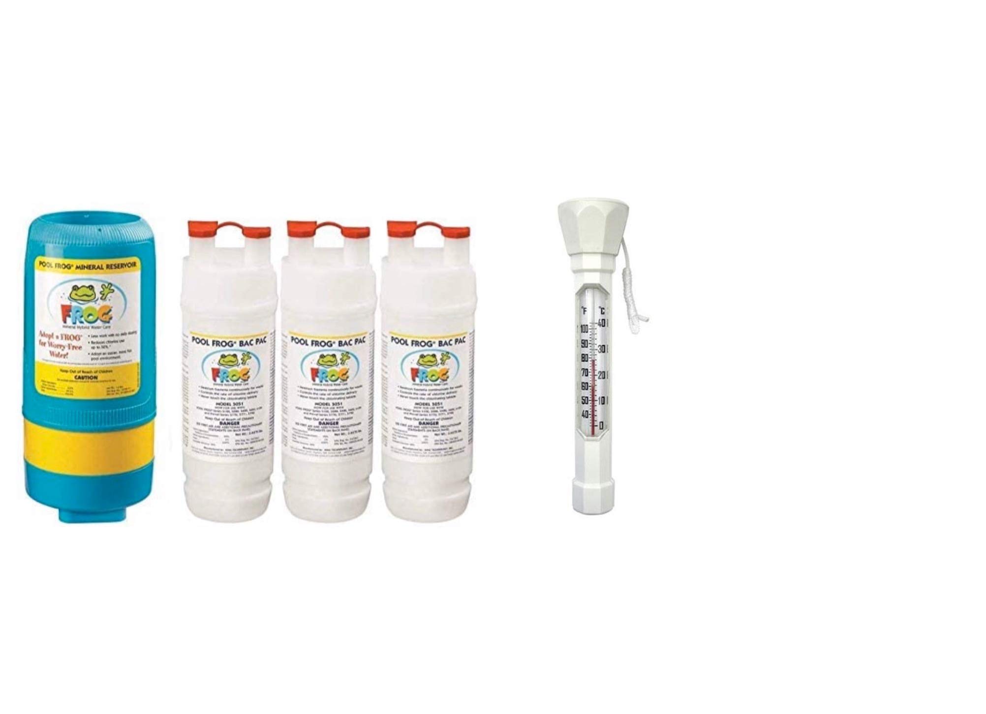 King Technologies Pool Frog Mineral Purifier Replacement Cartridge for Above Ground Pools - Value Pack with Free Thermometer | Improves Water Quality & Reduces Chlorine Use