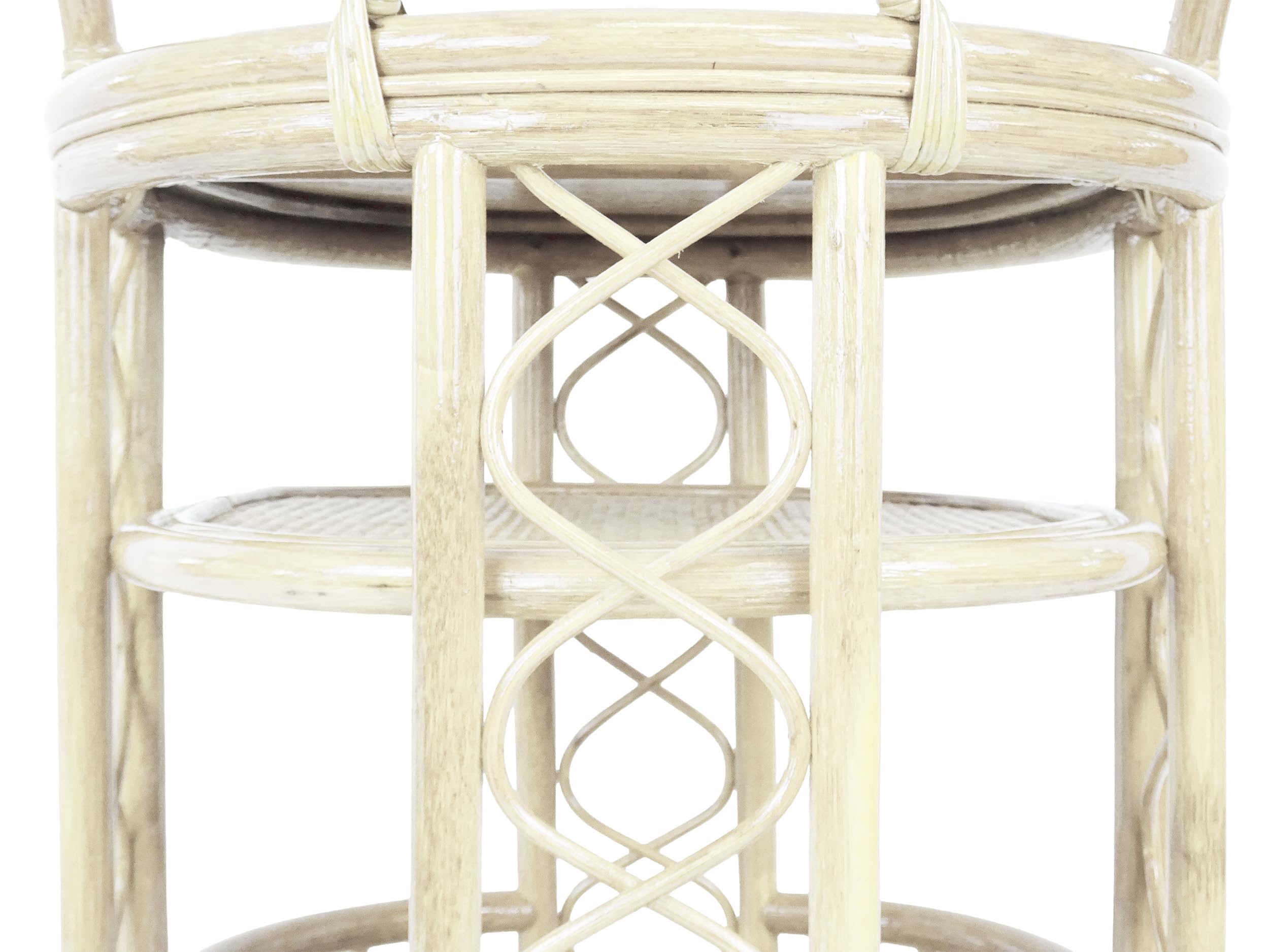 Handmade Woven Rattan Serving Cart with Wheels - Natural Wicker Fully Assembled in White Wash Finish | Perfect for Outdoor Patio, Garden Parties & Indoor Kitchen Use