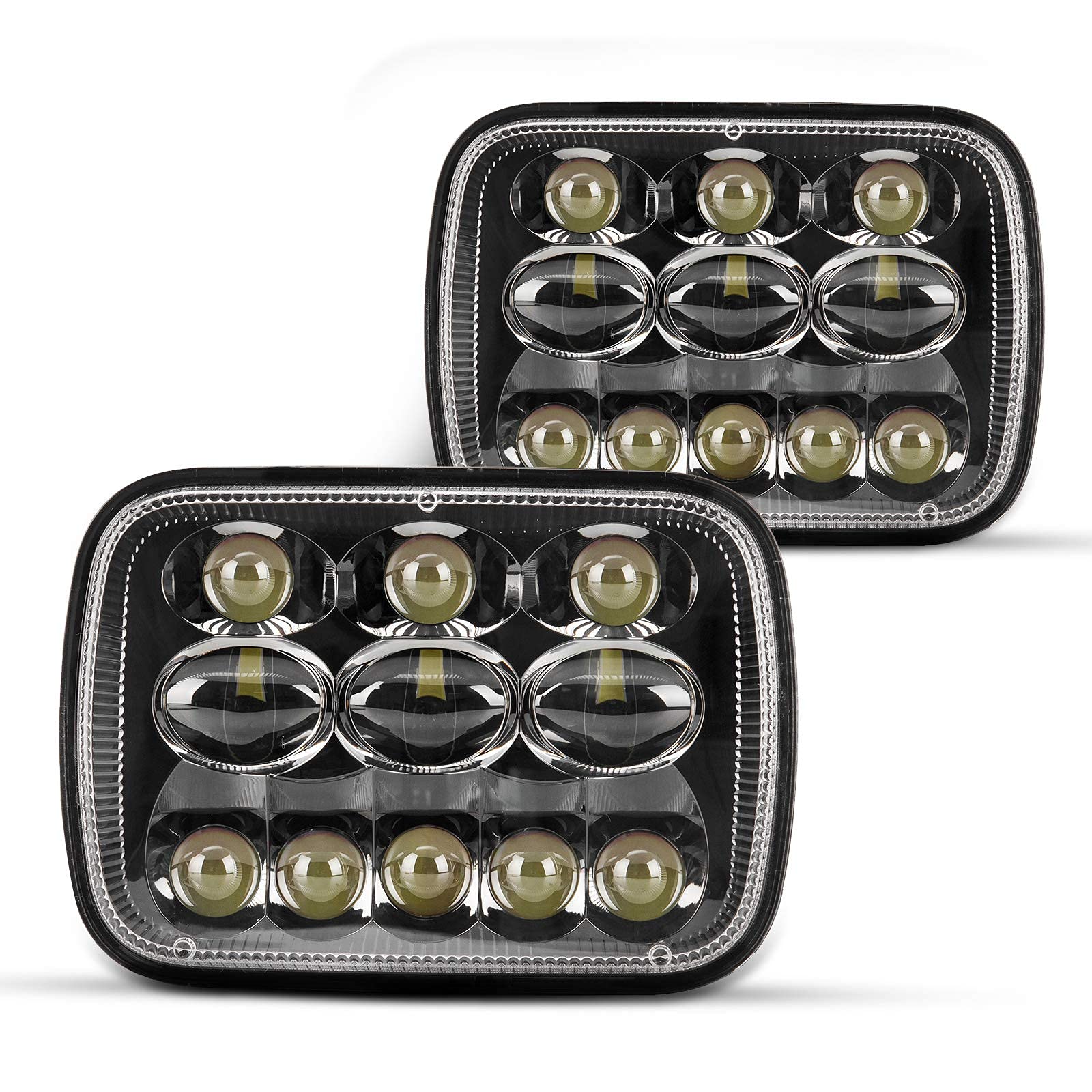 Torchbeam 7x6 5x7 300% Brighter LED Headlights - H6054/6054 Sealed Beam Replacement with H4 Adapters for Jeep YJ Cherokee, XJ & GMC Savana Trucks - Perfect for Night Driving & Off-Road Adventures