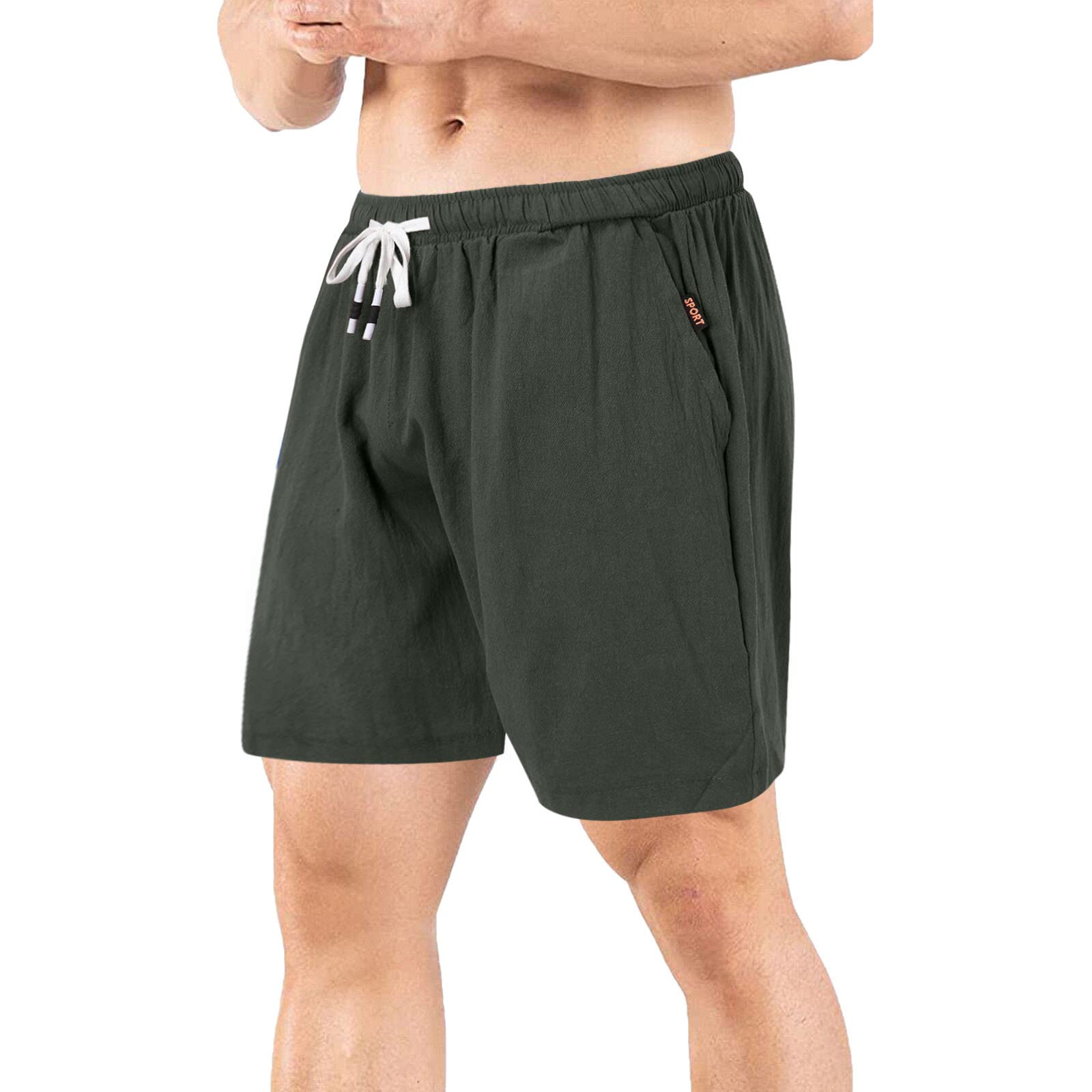**LindoMaker Men's 5-Inch Inseam Quick-Dry Cotton Athletic Shorts – Plus Size Running & Travel Shorts for Gym, Hiking & Casual Wear**