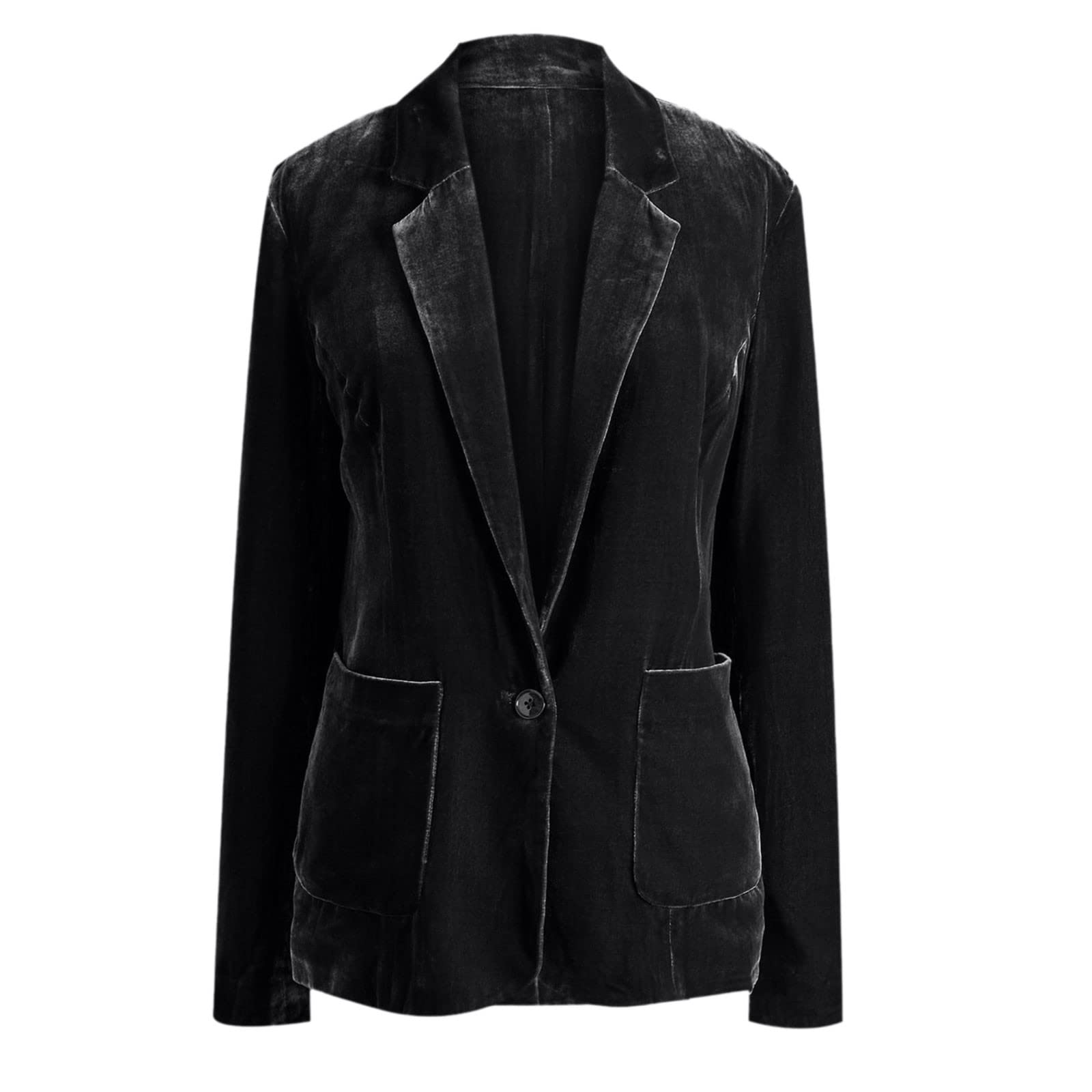 Vintage Velvet Cardigan for Women - Long Sleeve Retro Jacket with Solid Buttons & Pockets | Loose Fit Casual Sweater Top for Fall, Winter & Everyday Wear