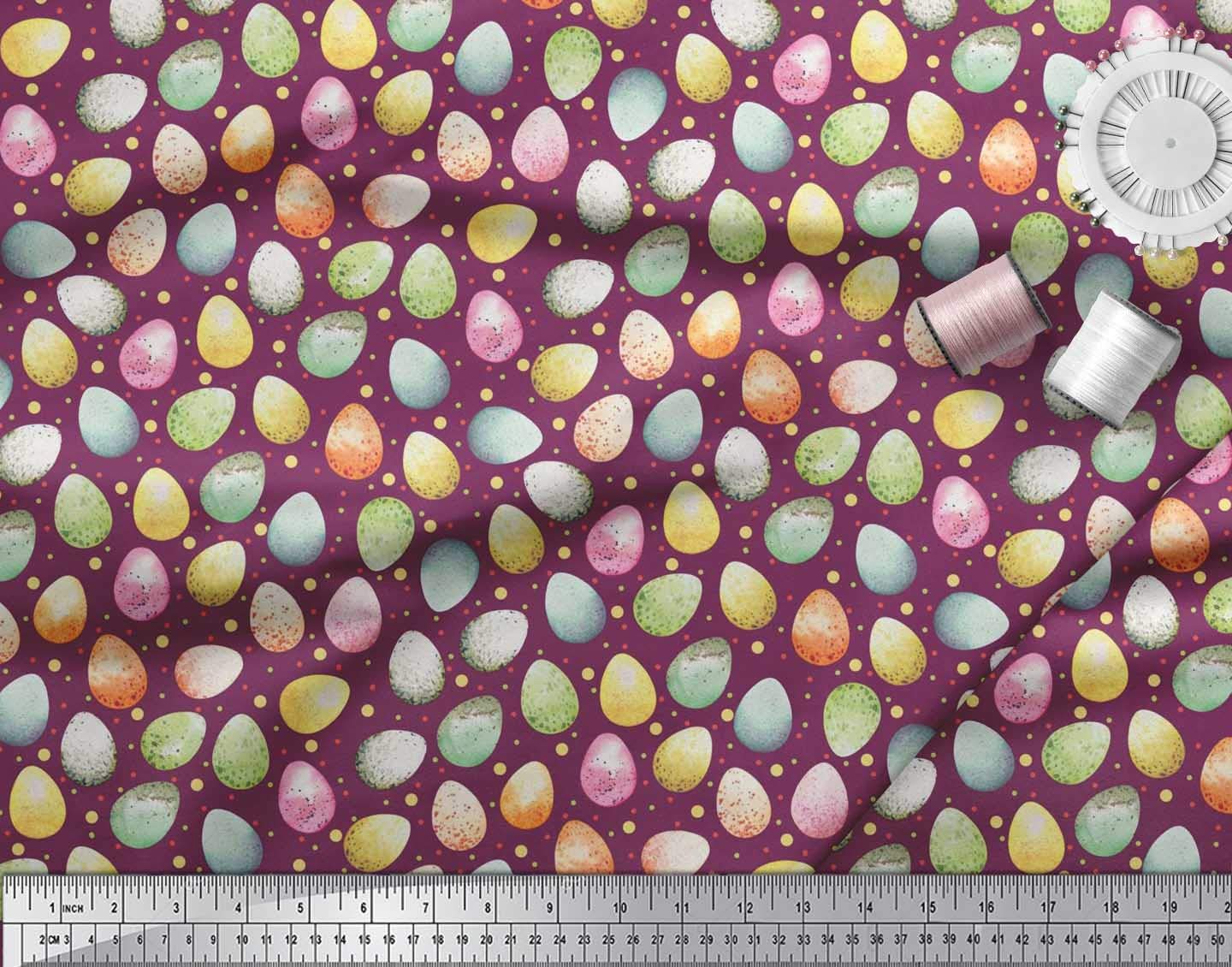 Soimoi Moss Georgette Brown Fabric by The Yard - 42 Inch Wide Easter Egg Pattern Printed Textile for DIY Crafts, Dressmaking & Home Decor | Perfect for Easter Decorations, Spring Fashion & Sewing Projects