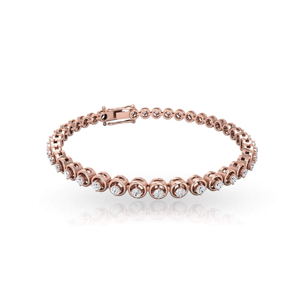 1.5 CT Cubic Zirconia Tennis Bracelet for Women - 14K Solid Gold Certified Zircon Bracelet - Elegant Jewelry for Weddings, Parties & Special Occasions