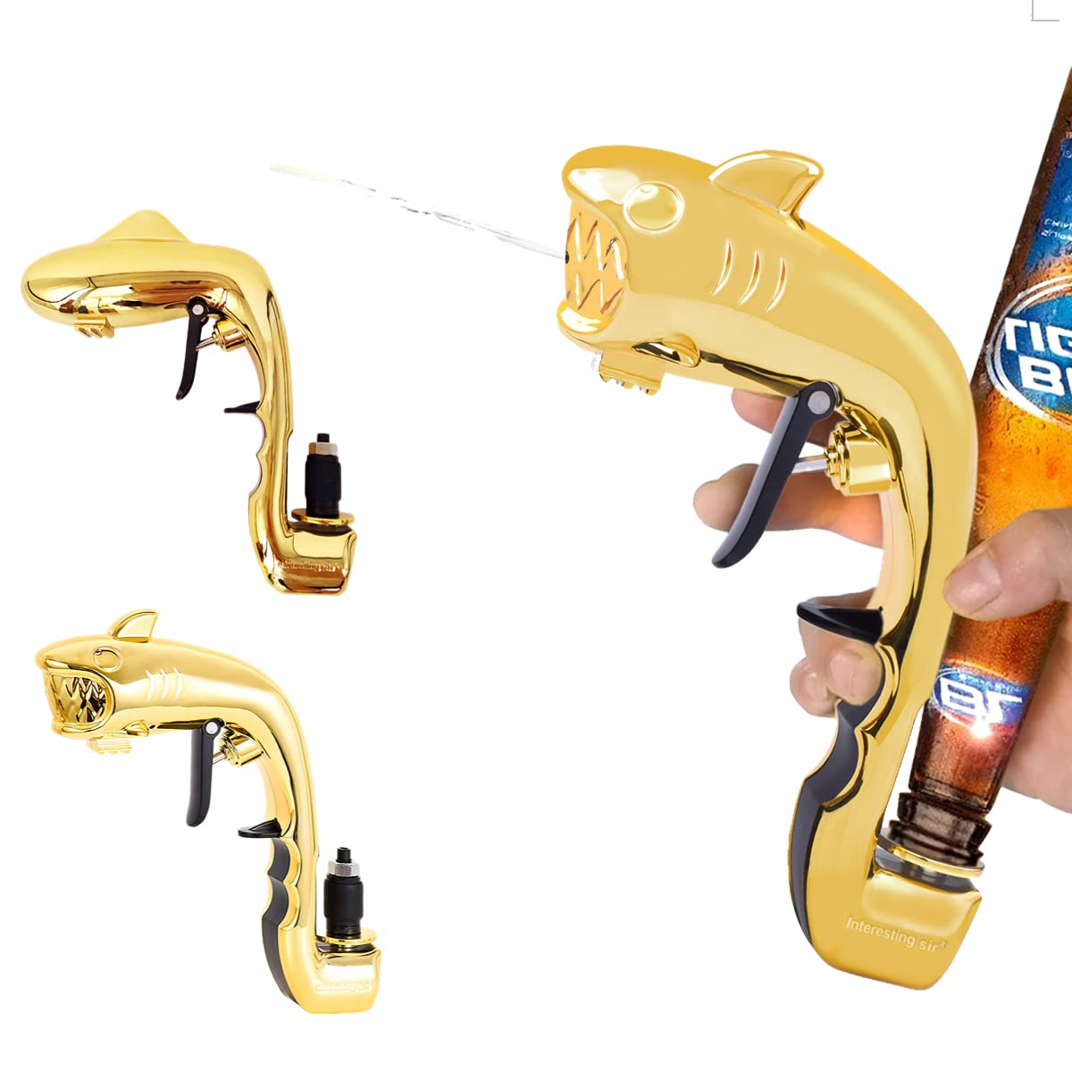 Champagne Spray Gun - 2 Pack Adjustable Alcohol Dispenser for Wine & Beer Bottles | Party, Club, Bar, Birthday, Wedding & Event Accessories | Fun Shark-Themed Atmosphere Props for Celebrations & Gifts