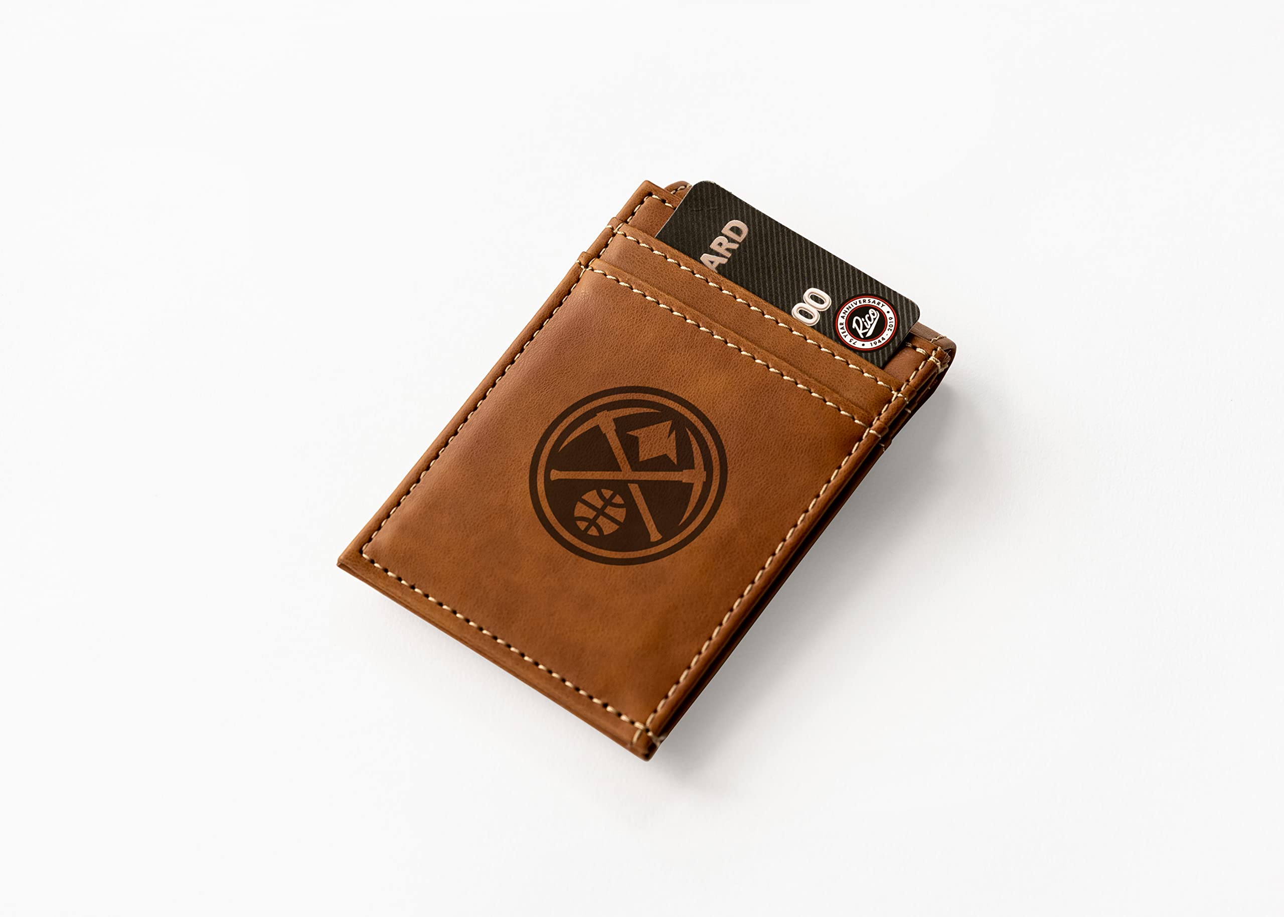 NBA Basketball Laser Engraved Front Pocket Wallet - Slim & Comfortable Bifold Wallet for Men | Perfect for Game Day, Travel & Everyday Carry