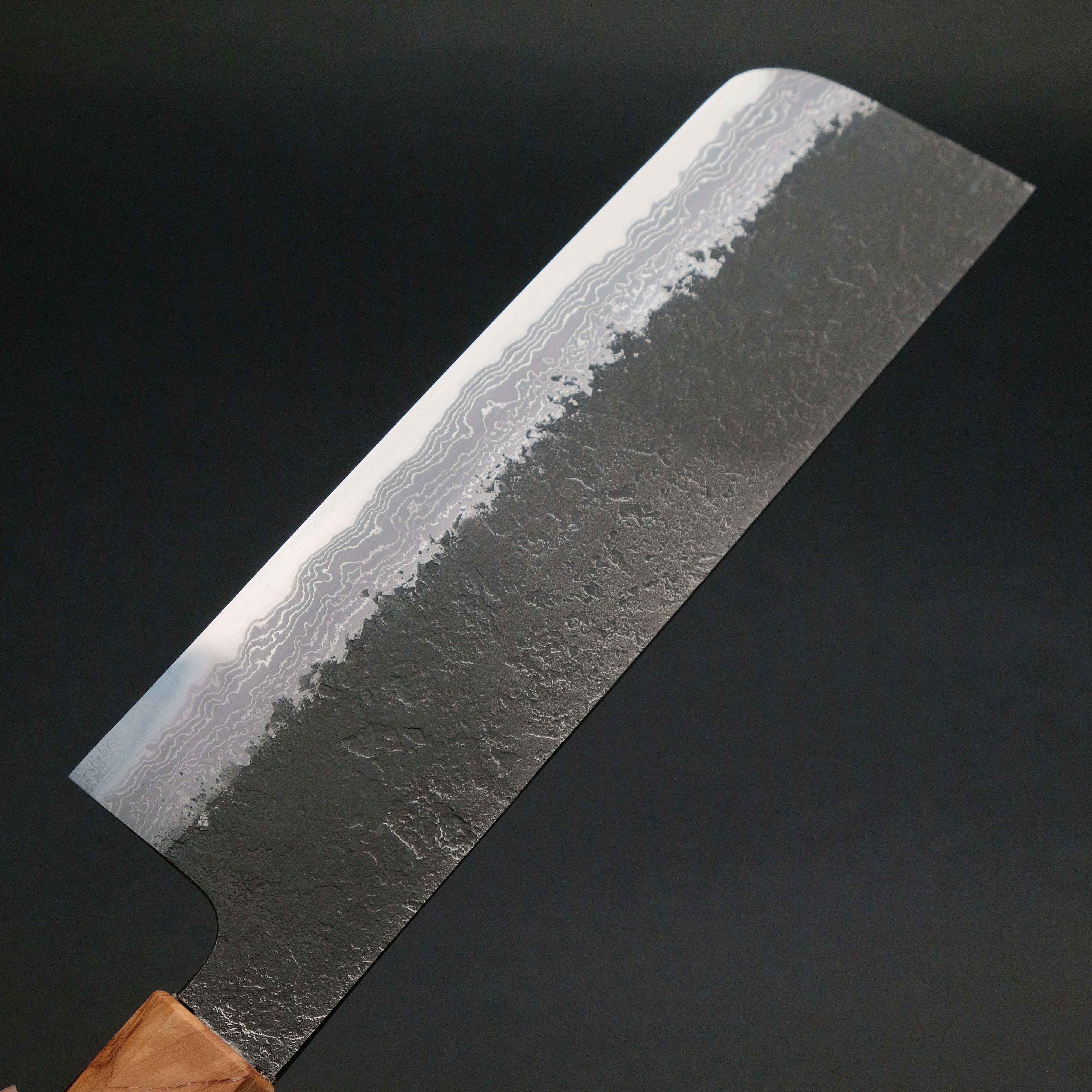 Premium Ajikataya White #2 Nashiji Damascus Nakiri Knife 180mm - Olive Wood & Resin Handle (#52) - Japanese Kitchen Knife for Professional Chefs & Home Cooking, Perfect for Slicing Vegetables, Herbs & Boneless Meat