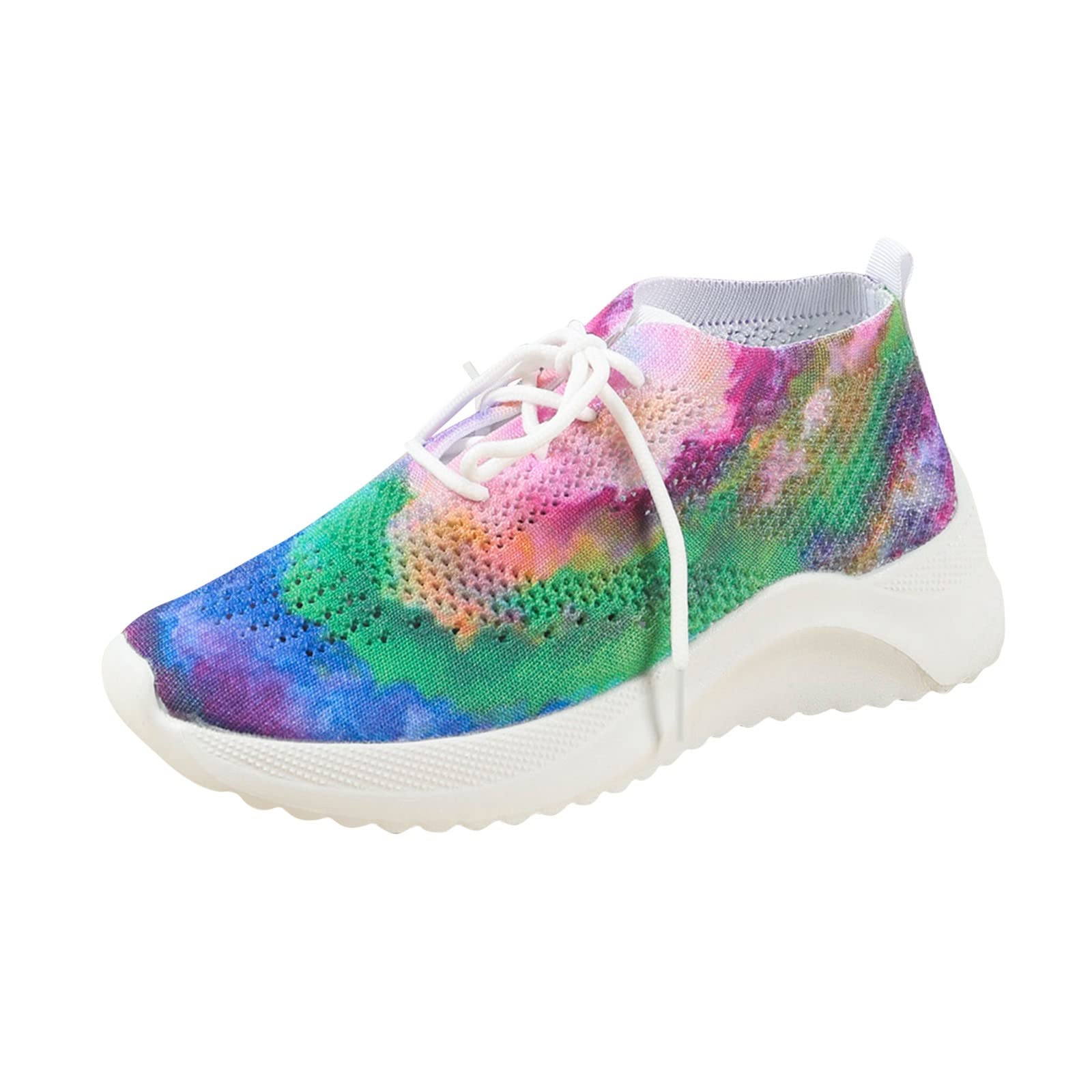 **Men's & Women's Swimming Shoes Size 12 - Comfortable Lace-Up Tie-Dye Sneakers with Soft Sole for Travel, Leisure & Water Activities**