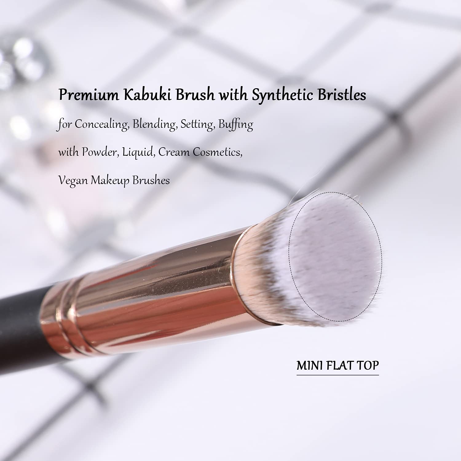 ENERGY Kabuki Brush Set - Mini Flat Top & Slant Concealer Brush for Eyebrows, Eyeshadow, Liquid, Cream & Powder Makeup | Perfect for Blending, Stippling, Highlighting & Nose Contouring | Ideal for Professional Makeup Artists & Everyday Beauty Routine