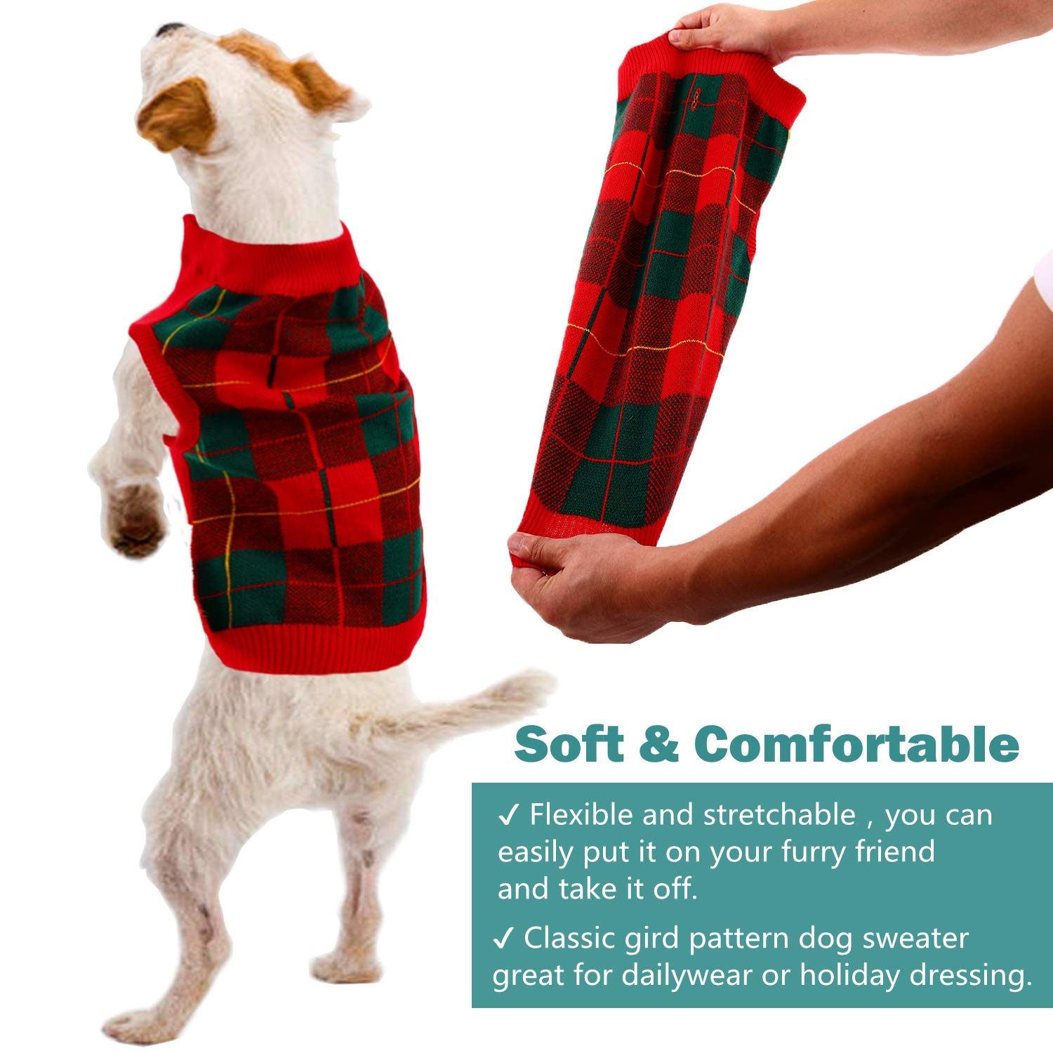 QBLEEV Warm Knit Dog Sweater for Medium Dogs - Soft Winter Pet Sweater Vest for Puppies, Cozy Fall & Christmas Dog Sweatshirt for Small to Medium Dogs - Perfect for Halloween, Christmas Outfits & Cold Weather Protection (Girls & Boys)