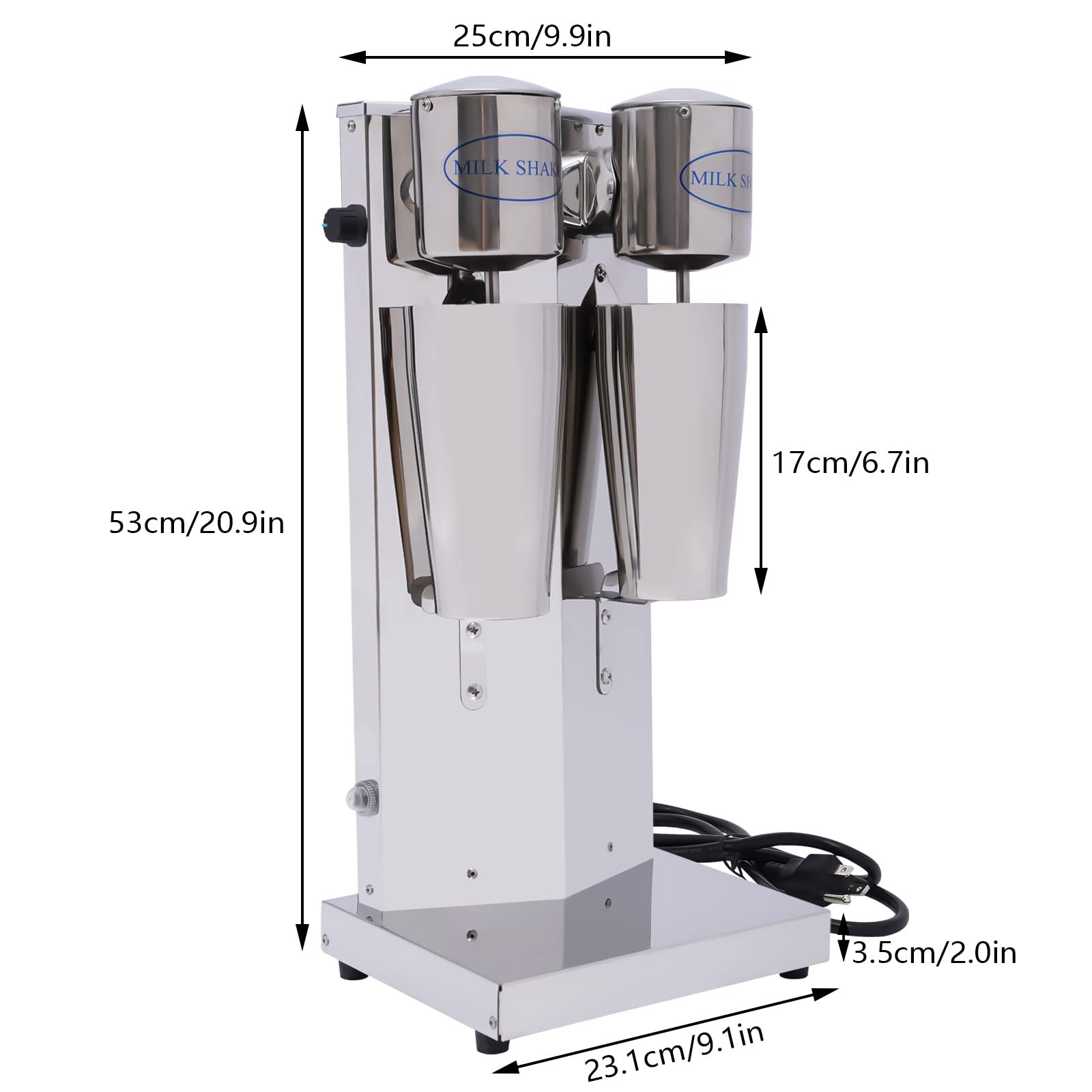 Retro Electric Milk Shaker - 110V Commercial Grade Double Head Milkshake Maker with 2 Speed Settings - Perfect for Restaurants, Diners & Home Bars - Make Thick Milkshakes, Smoothies & Protein Drinks