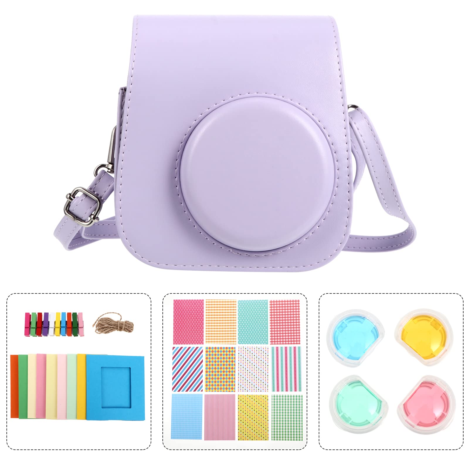 Gatuida 3-Piece Camera Accessory Set - Wooden Camera Storage Bag, Instant Mini 11 Case & Photo Album Sticker Paper - Perfect for Travel, Photography Enthusiasts & Instant Camera Protection