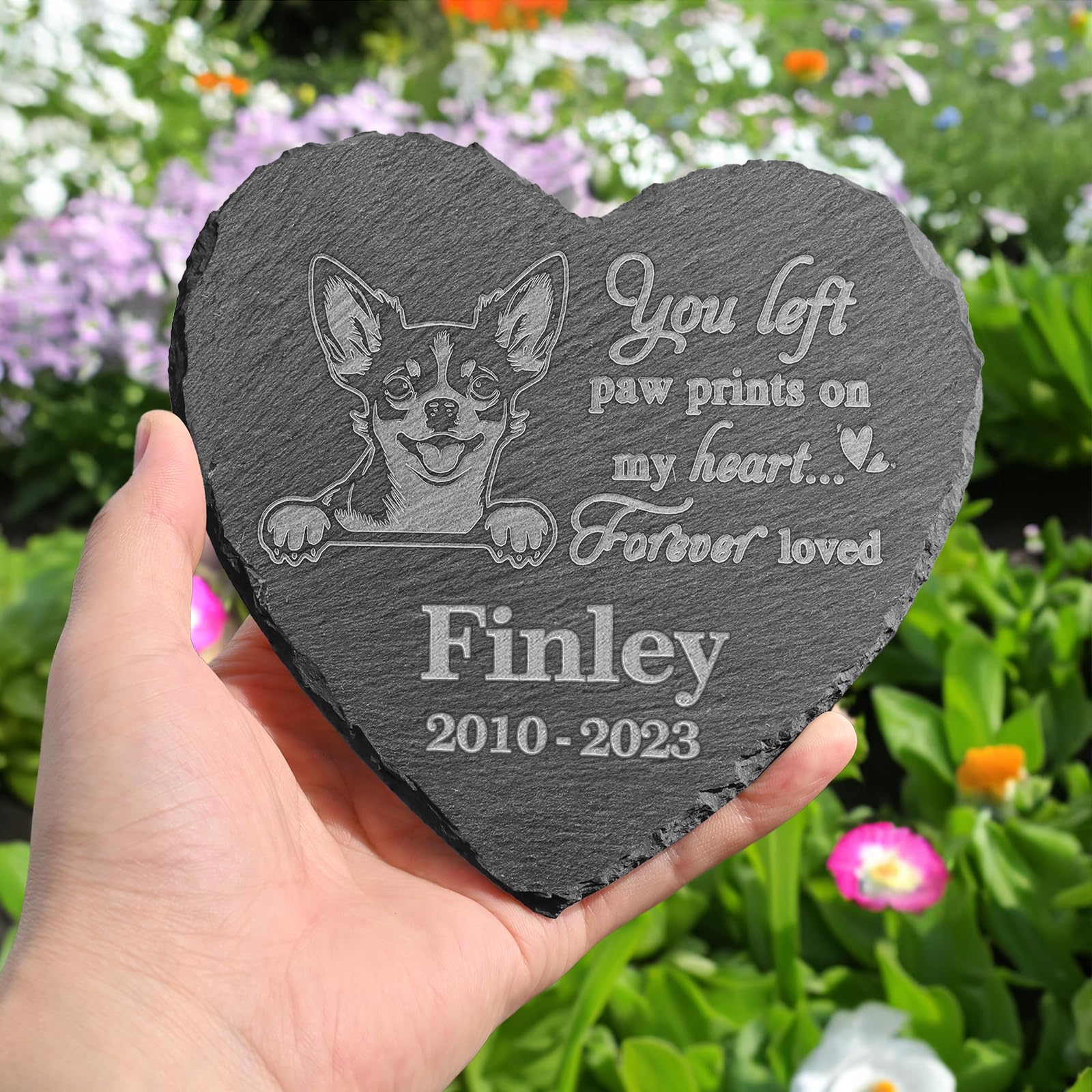Personalized Chihuahua Memorial Stone - Handcrafted Pet Grave Marker & Loss Gift for Dog Lovers | Heartfelt Tribute for Beloved Chihuahua | Perfect for Pet Cemeteries, Backyard Memorials & Healing After Loss