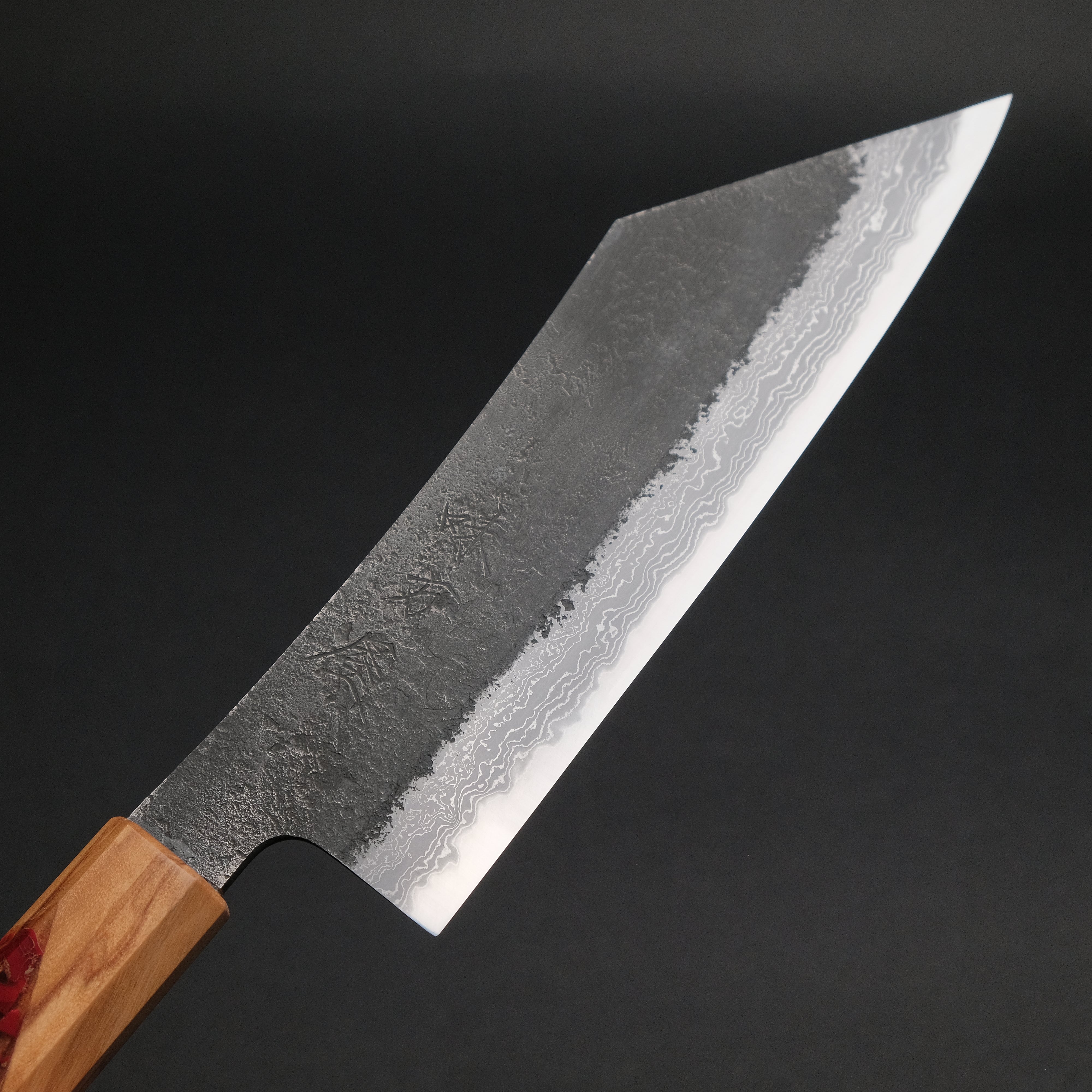 Premium Ajikataya White #2 Nashiji Damascus Hakata 180mm Chef Knife with Olive Wood TQRPV Handle (#57) - Perfect for Sushi, Sashimi & Precision Kitchen Tasks