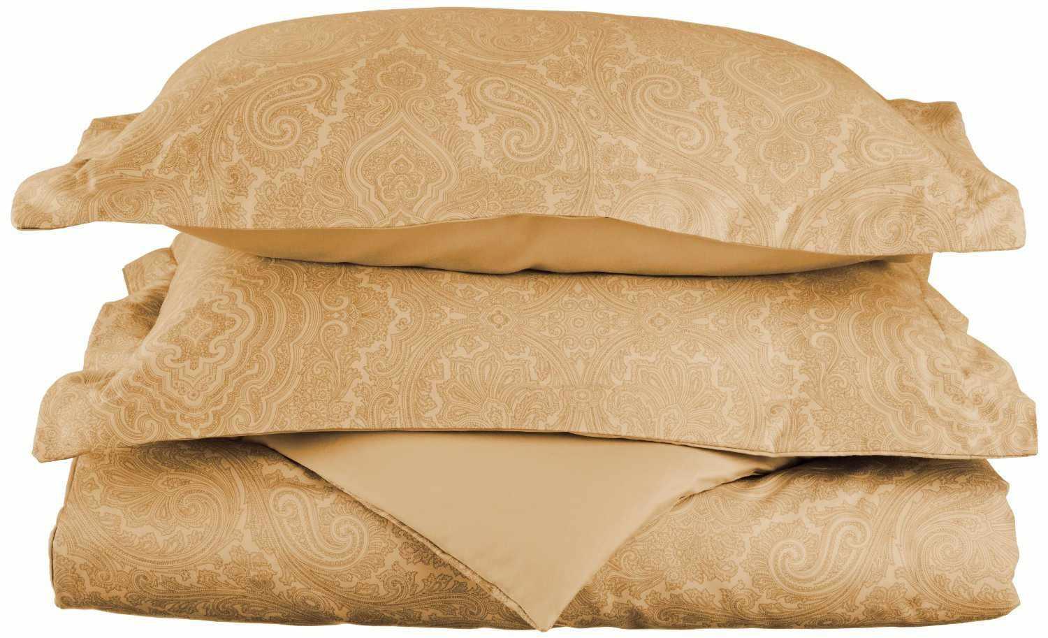 Luxury 600 Thread Count Cotton Blend Italian Paisley Duvet Cover Set - King Size Bedding for Elegant Master Bedroom Decor