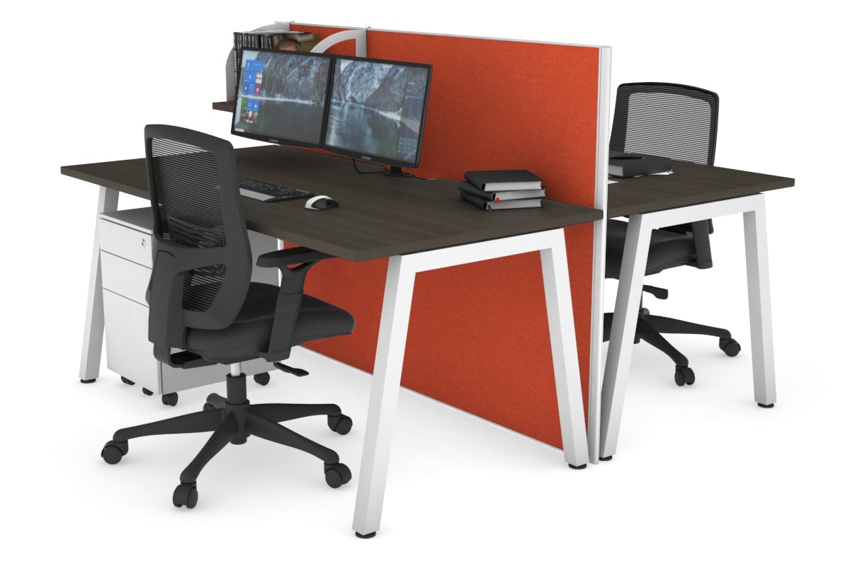 Horizon Quadro 2-Person Office Workstation Bench with A-Legs - 1400mm x 800mm Dimensions, Cable Management Scallop - Perfect for Collaborative Workspaces & Shared Office Desks
