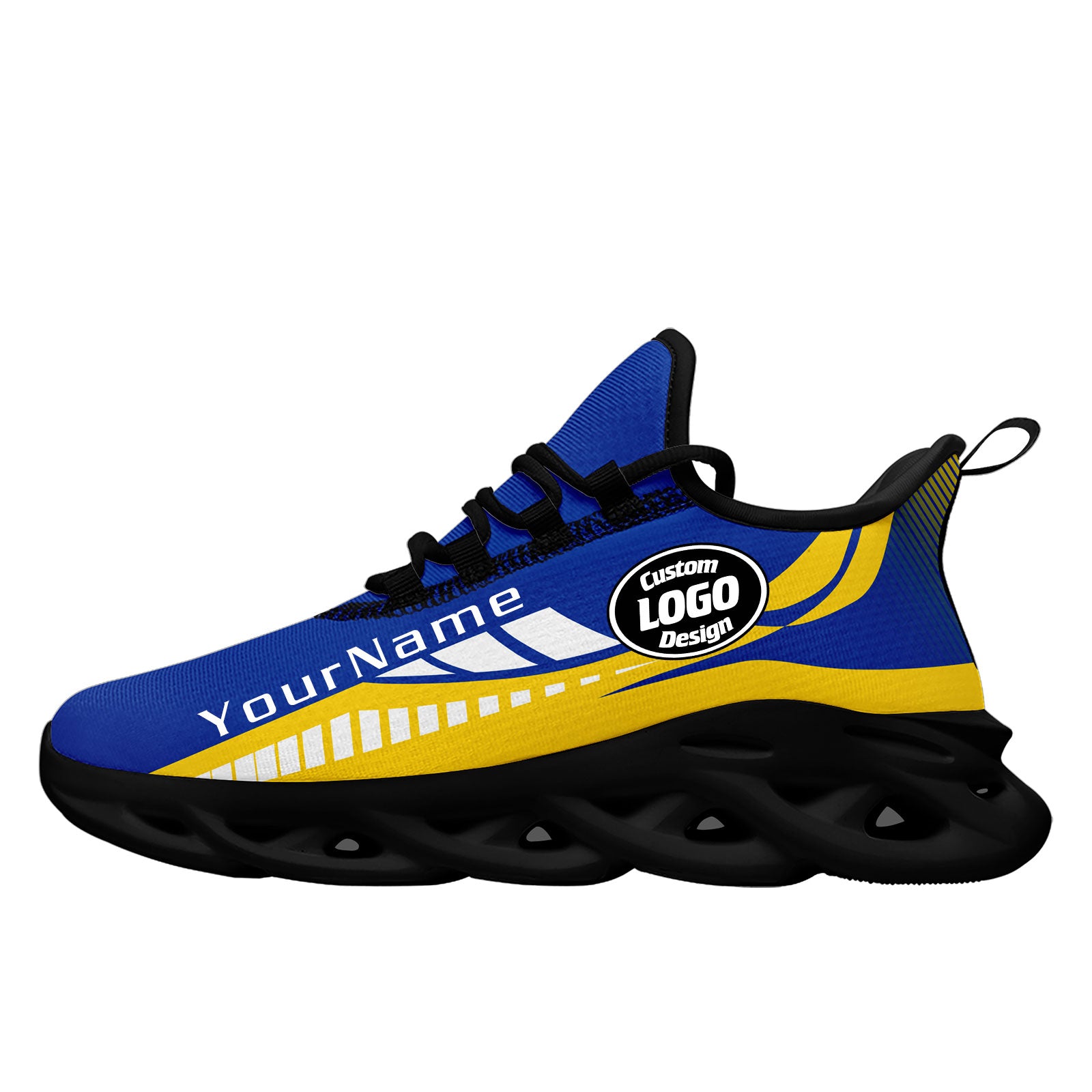 Custom Blue & Yellow Los Angeles Maxsoul Personalized Sneakers FN003 D020325 - Trendy Casual Shoes for Walking, Running & Streetwear Fashion