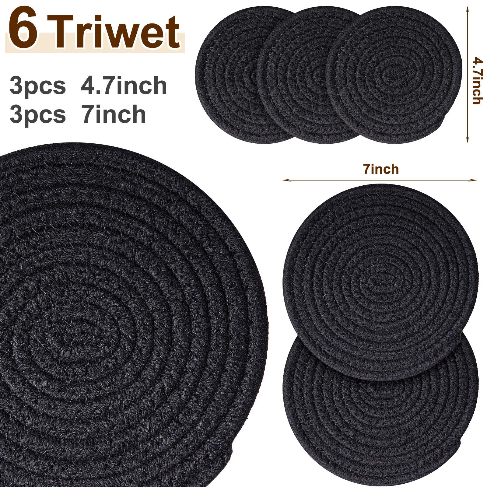 Patelai 6-Pack Cotton Trivets for Hot Pots & Pans - Heat Resistant Kitchen Pads (7