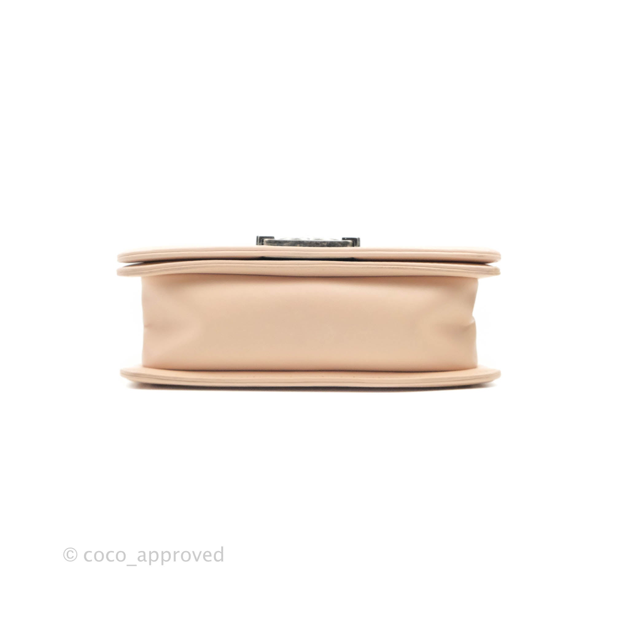 Chanel Boy Small Light Beige Pink Calfskin Bag with Ruthenium Hardware - Luxury Crossbody Purse for Women, Perfect for Date Night & Evening Events