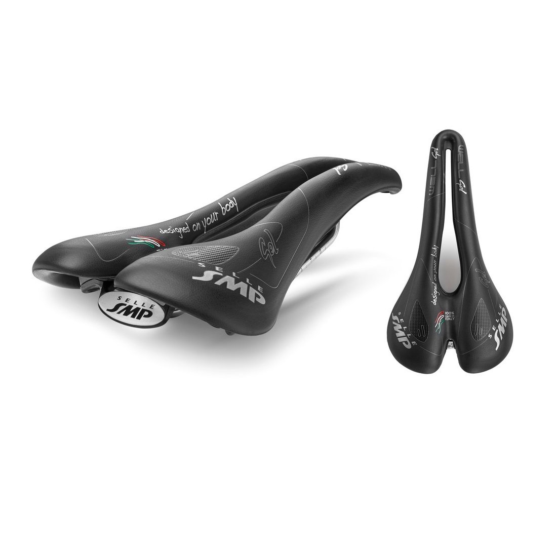 SMP Well Gel Bike Saddle - Comfortable Cycling Seat for Men & Women, Black, Medium Size - Perfect for Road Bikes, Mountain Bikes & Commuting