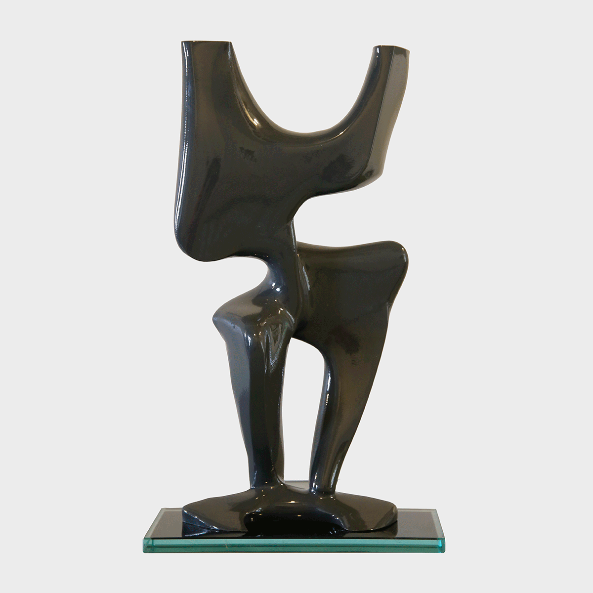 Glossy Grey Fiberglass Sculpture - Modern Art Decor for Home, Office & Garden