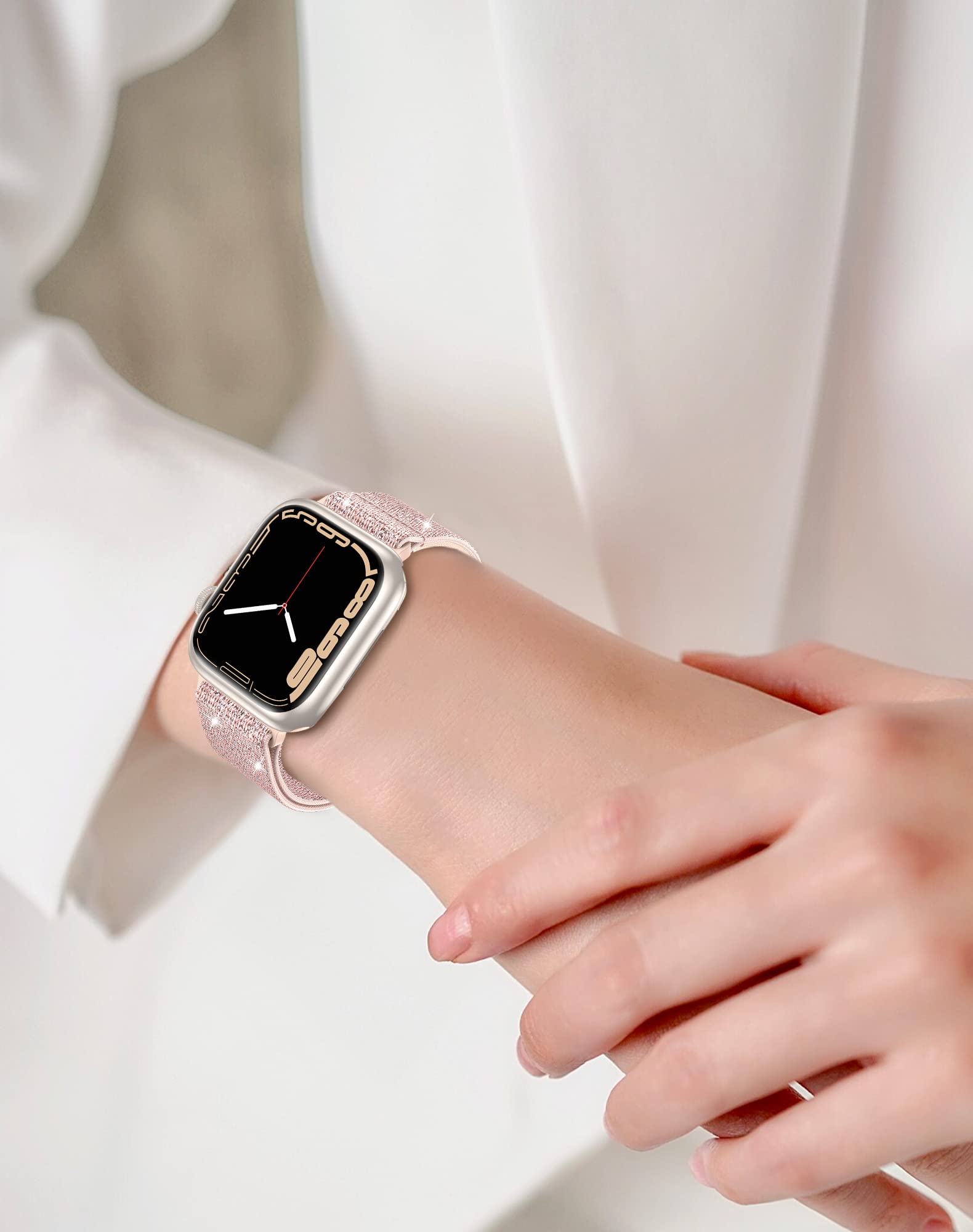 LETOID Stretchy Elastic Nylon Apple Watch Band for Women - Compatible with 38mm 40mm 41mm 42mm 44mm 45mm 46mm 49mm iWatch Series 10/9/8/7/6/5/4/3/2/1/SE/Ultra - Soft Solo Loop Wristband for Workout, Running & Everyday Wear