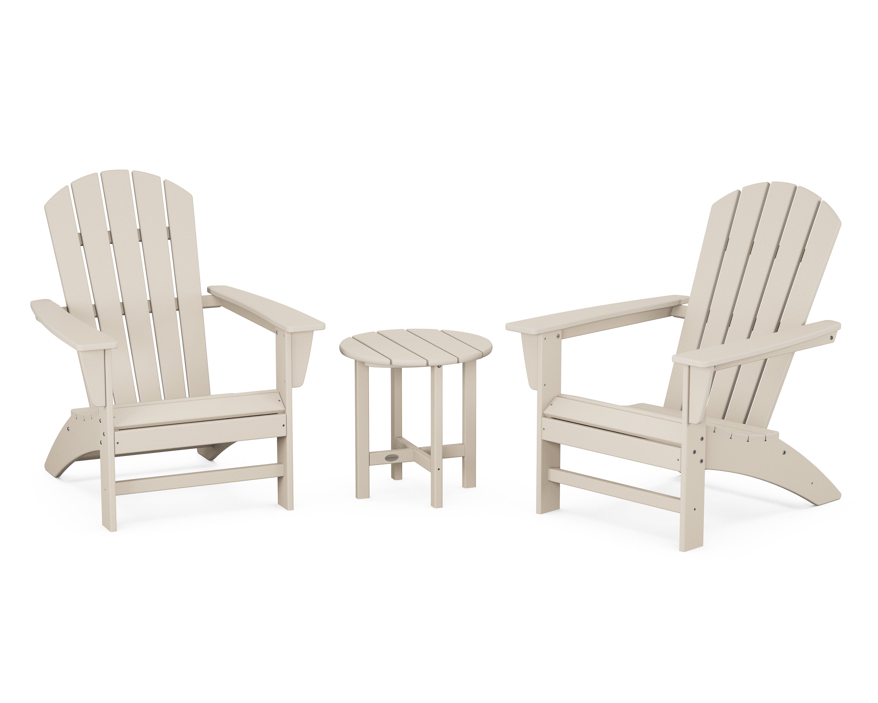 POLYWOOD Nautical 3-Piece Adirondack Chair Set - Durable Outdoor Furniture for Patio, Poolside & Beach - All-Weather Resin Wicker Chairs with Side Table