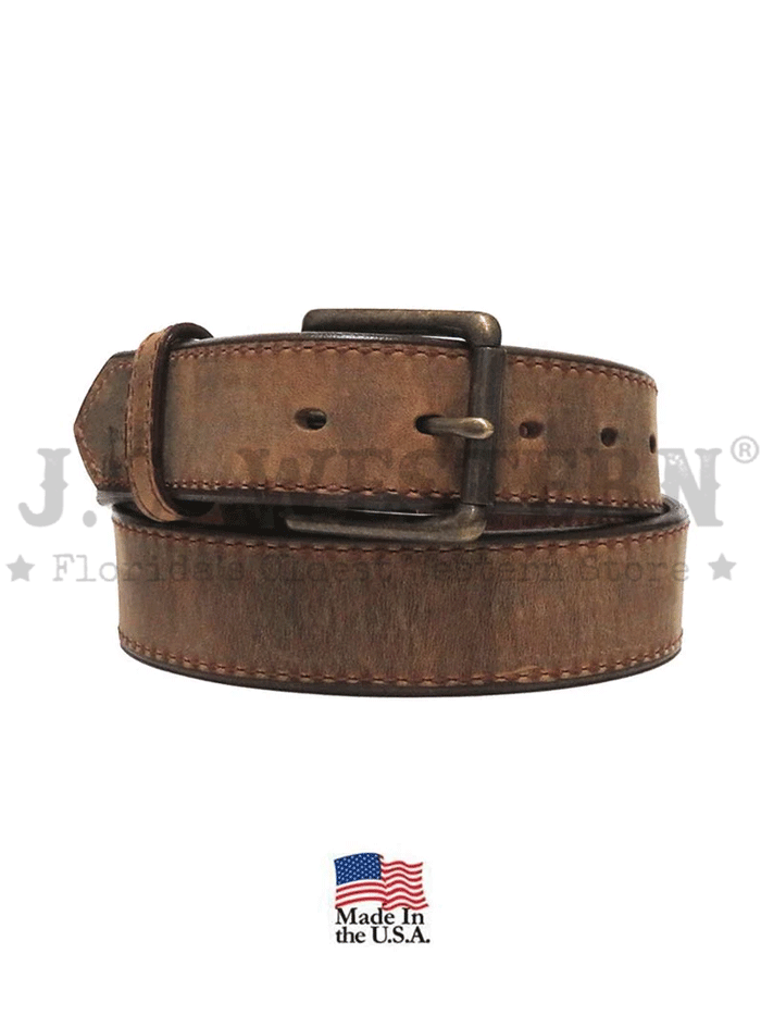 Premium Distressed Brown Austin Oil-Tanned Leather Belt for Men - Durable & Stylish Casual & Dress Wear Accessory