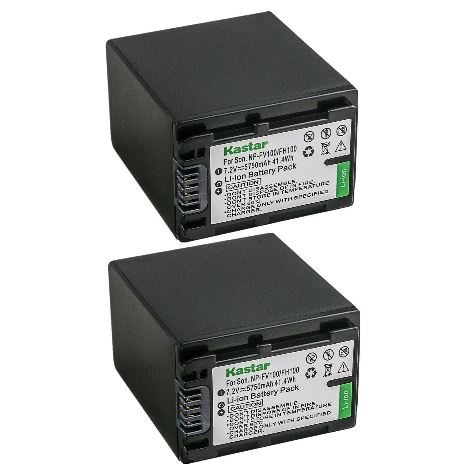 Kastar 2-Pack NP-FV100 7.2V 5750mAh Replacement Battery for Sony HDR-CX Series Camcorders - Compatible with HDR-CX230, CX250, CX260V, CX280, CX290, CX300, CX305, CX320, CX330, CX330E, CX350 - Perfect for Travel, Vlogging & Professional Video Recording
