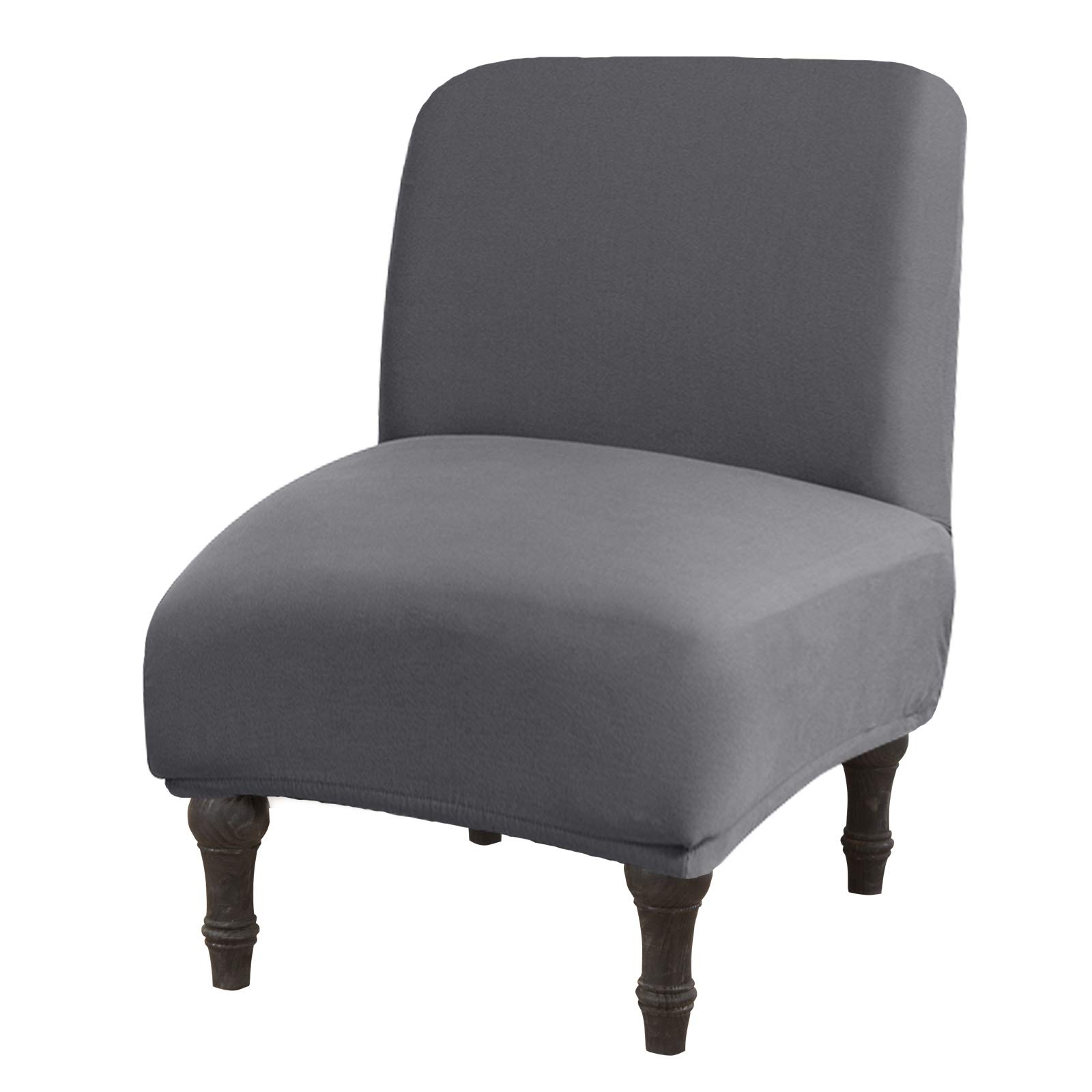 Stretchable Armless Accent Chair Slipcover - Large Universal Fit, Thin Fabric Furniture Protector for Living Room, Washable & Removable - Perfect for Home, Hotel & Office Use (Grey)