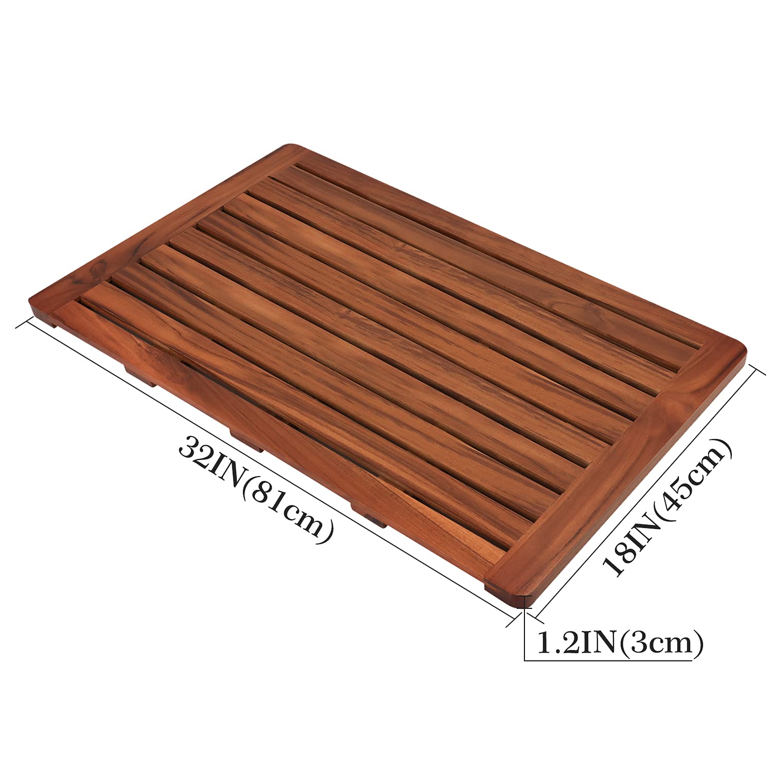 Premium Teak Shower Bench Seat with Large Bath Mat - Spa Quality Portable Bath Stool for Indoor & Outdoor Use - Perfect for Bathroom, Sauna, Poolside & Relaxation