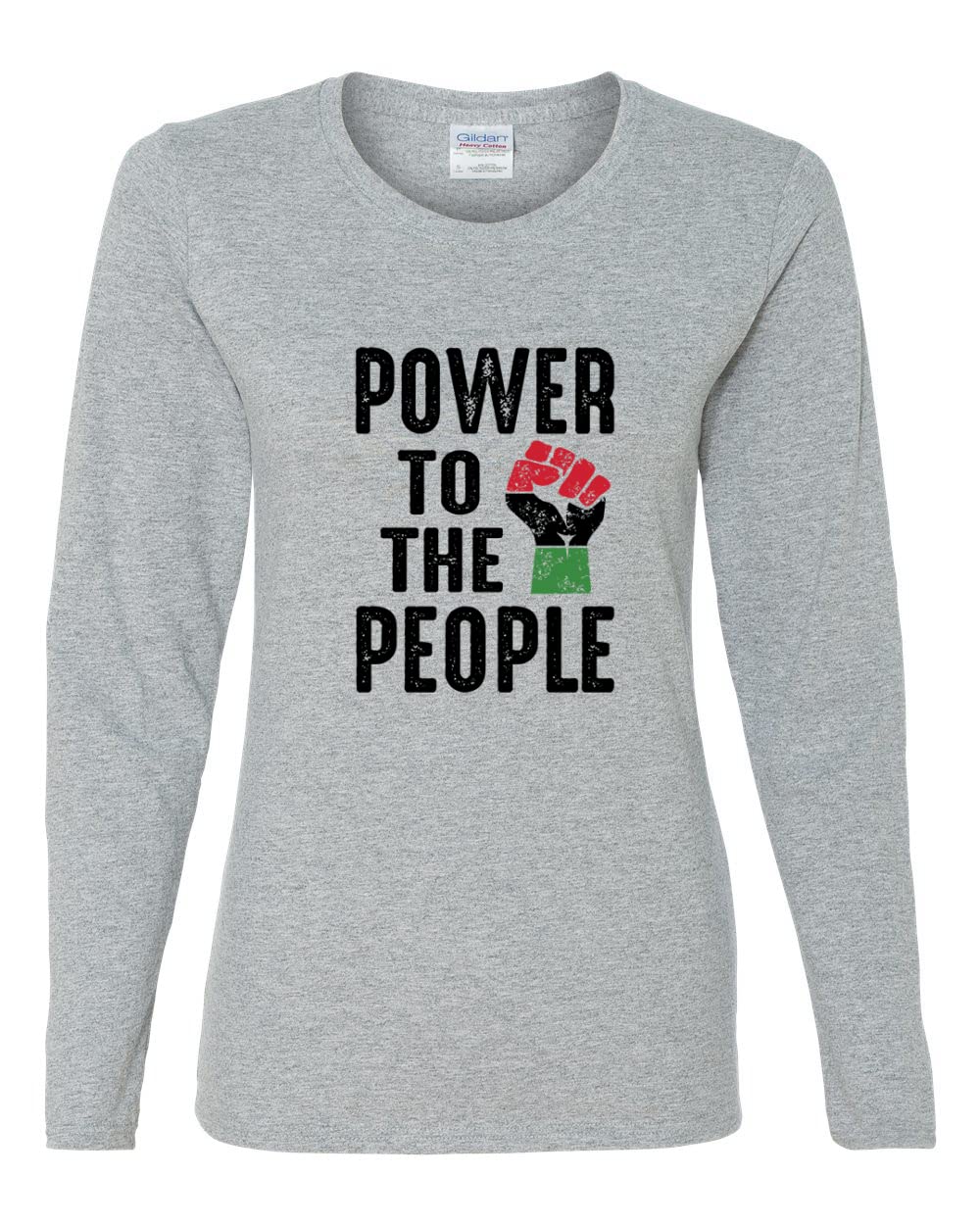 Wild Bobby Power to The People Black Pride Women's Graphic Long Sleeve T-Shirt - Black History Month & Civil Rights Apparel for Women - Perfect for Protests, Activism & Everyday Empowerment Wear