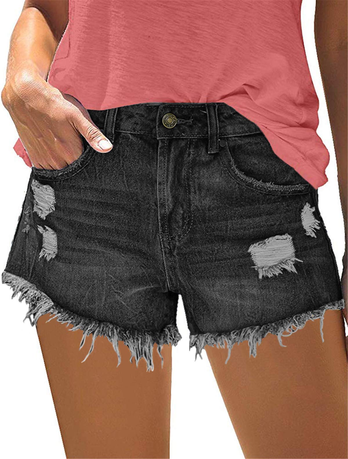 MODARANI Women's Ripped Distressed Denim Shorts - High Waisted Cut Off Jean Shorts for Summer | Perfect for Beach, Music Festivals & Casual Outings