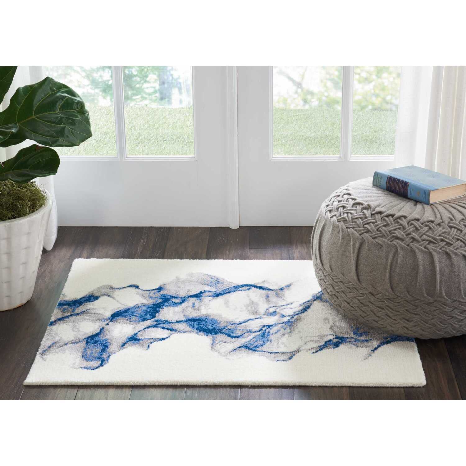 Nourison Twilight Modern Contemporary Red Blue Area Rug 8x8 Feet - Perfect for Living Room, Bedroom & Office Decor