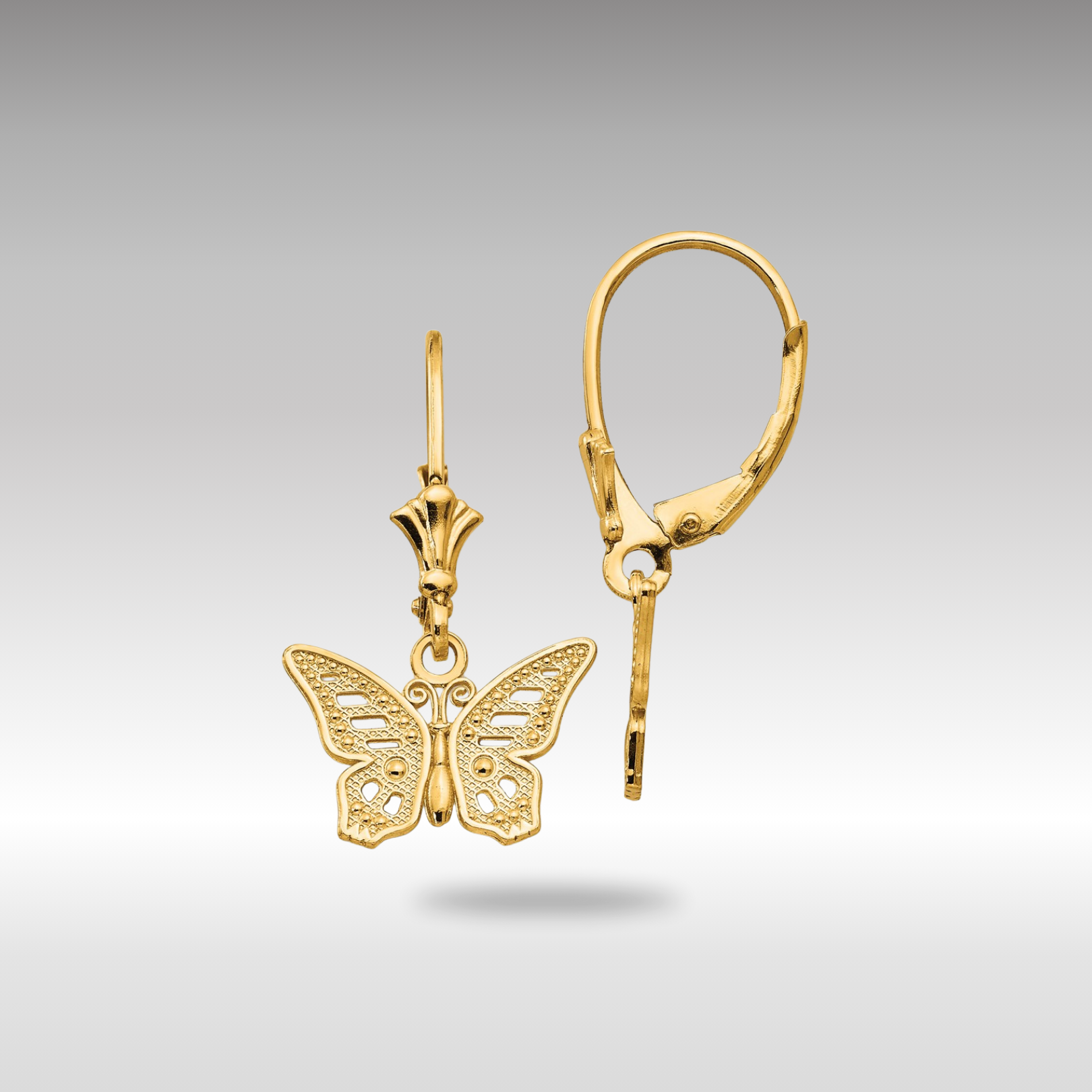 Gold Butterfly Leverback Earrings TF1768 - Elegant Dangle Earrings for Women, Perfect for Weddings, Parties & Everyday Wear