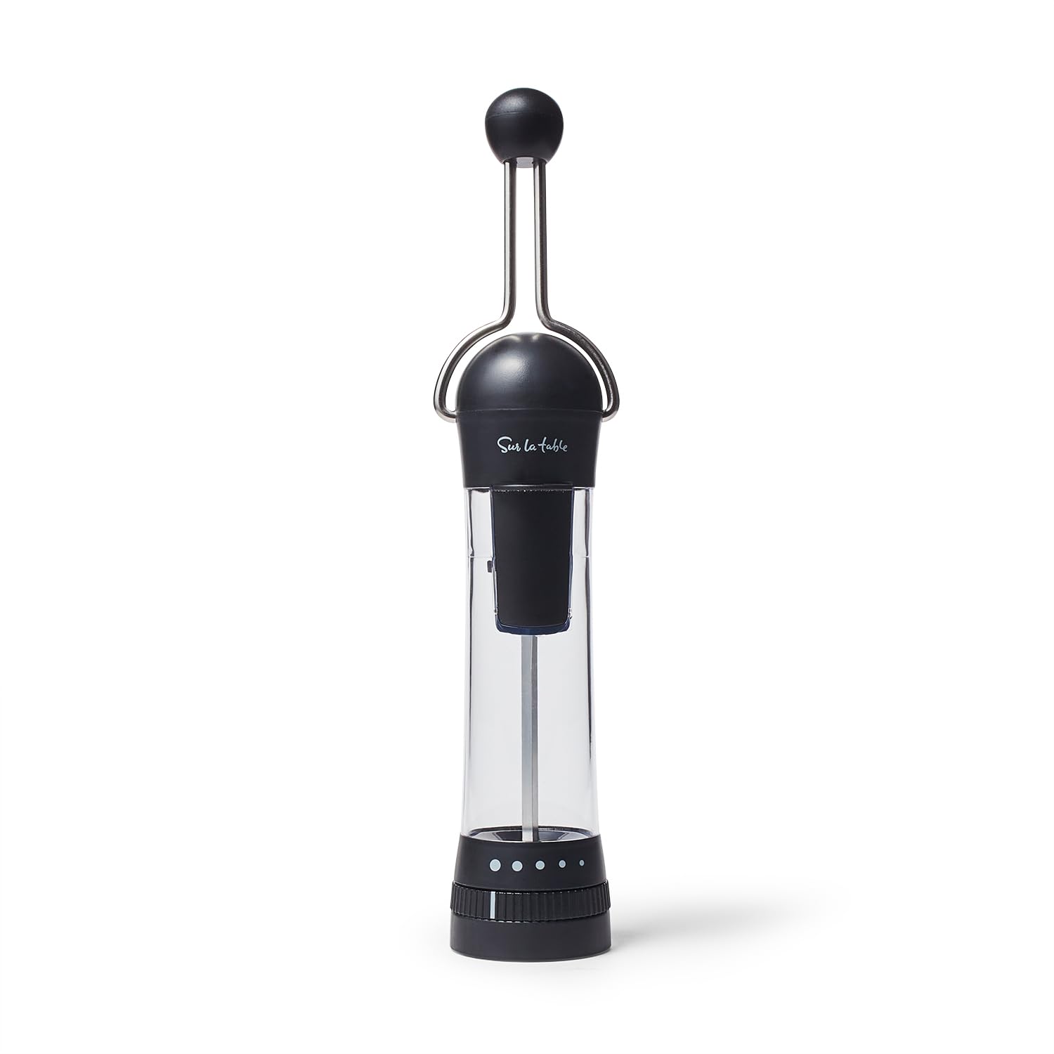 Premium Sur La Table XL Spice Grinder - Adjustable Coarse Settings (5 Levels), 3/4 Cup Capacity, Black - Perfect for Freshly Ground Peppers, Salt & Spices in Kitchen & Outdoor Cooking