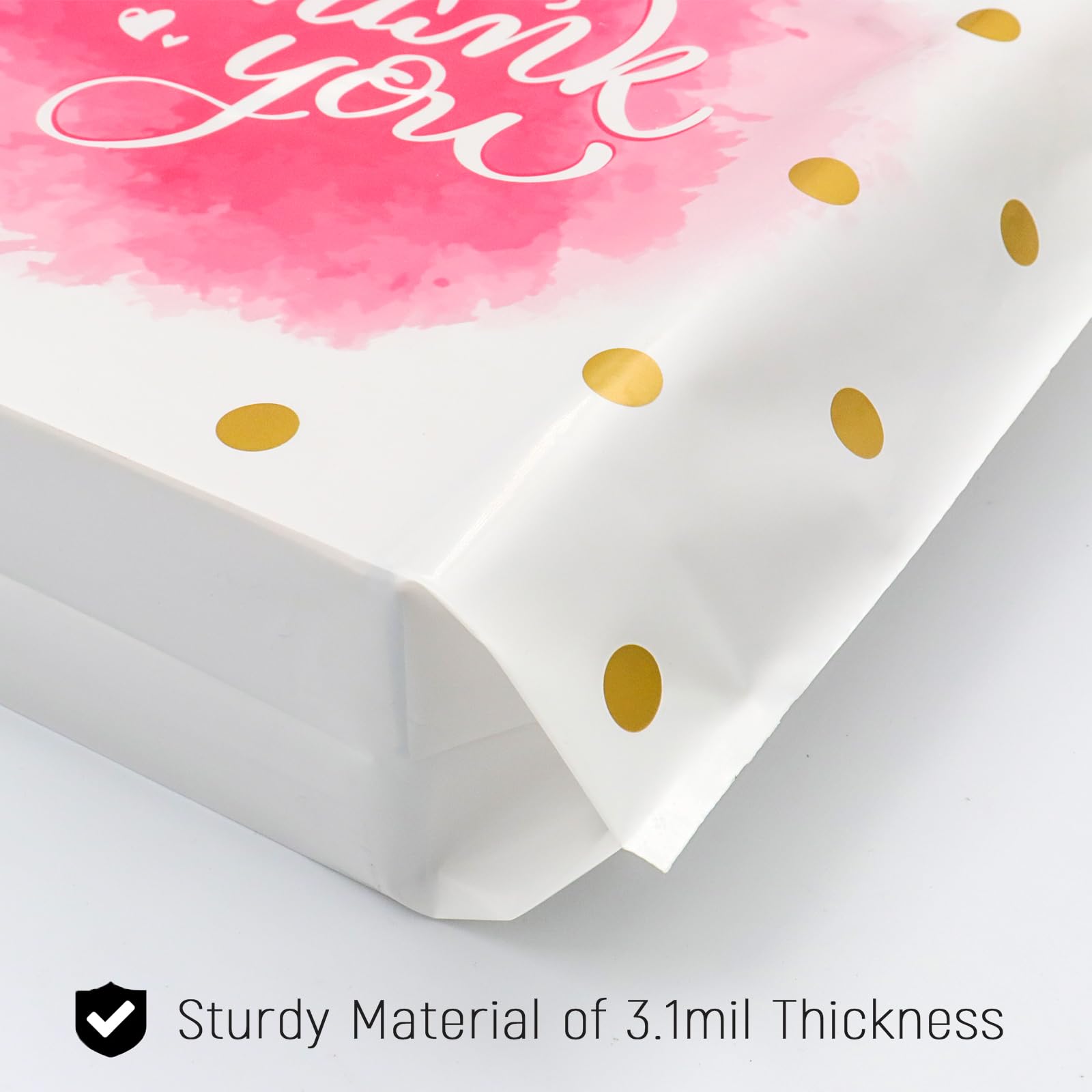 Bulk Plastic Thank You Shopping Bags - Extra Thick & Durable with Loop Handles, 50 Pack (12x15 Inches) - Perfect for Retail Stores, Boutiques & Gift Packaging