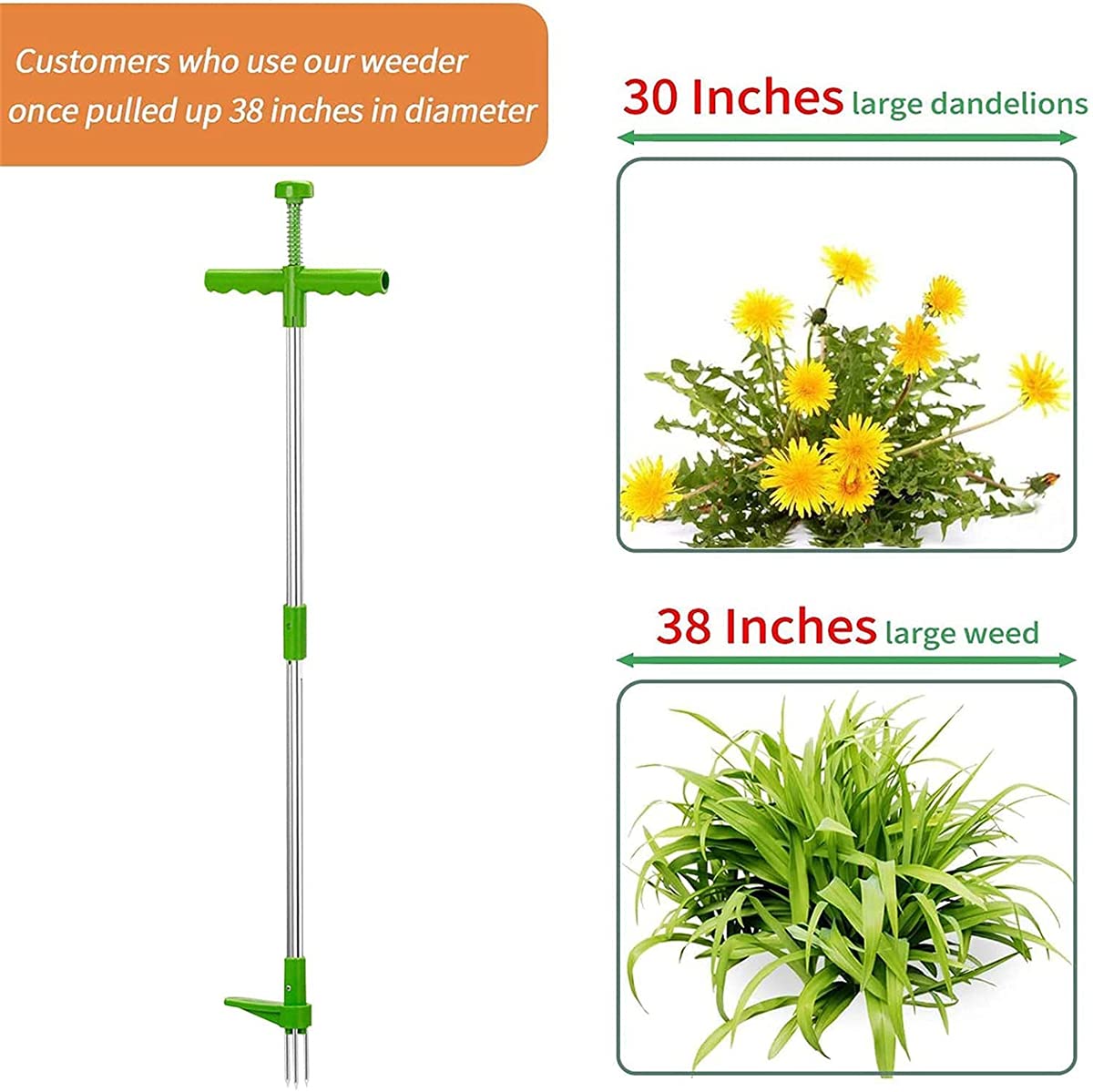Stand Up Manual Weeder Tool with 3 Steel Claws - 39