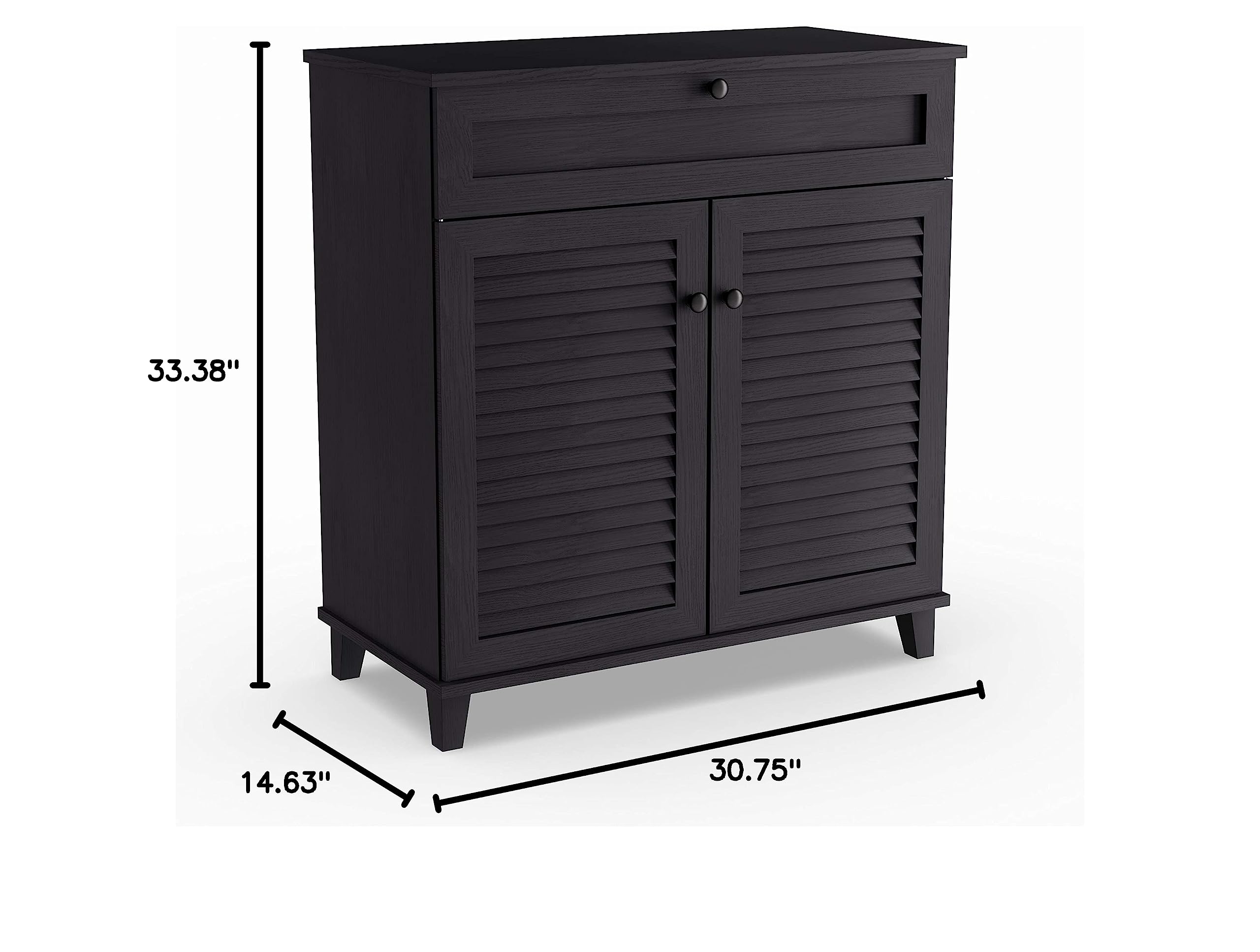 Modern Brown Espresso Wood Multi-Purpose Cabinet with Drawers - MDF Finish, Solid Construction for Living Room, Bedroom, or Office Storage