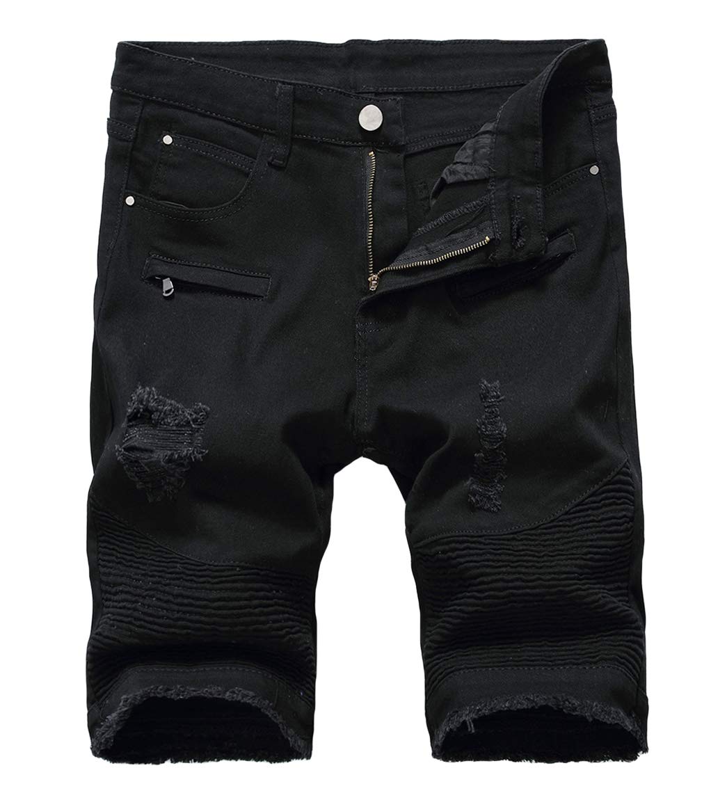 Baylvn Men's Slim Fit Ripped Printed Denim Shorts - Casual Summer Beach Jeans Shorts for Outdoor Activities, Travel & Streetwear Fashion