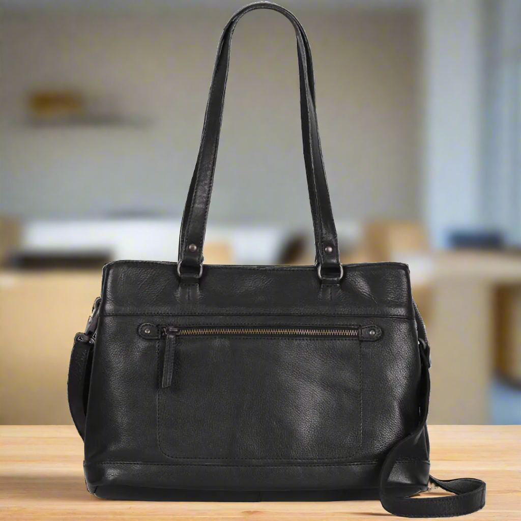 MET Classic Genuine Leather Tote Bag with Dual Handles - Stylish & Durable Women's Handbag for Work, Travel & Everyday Use