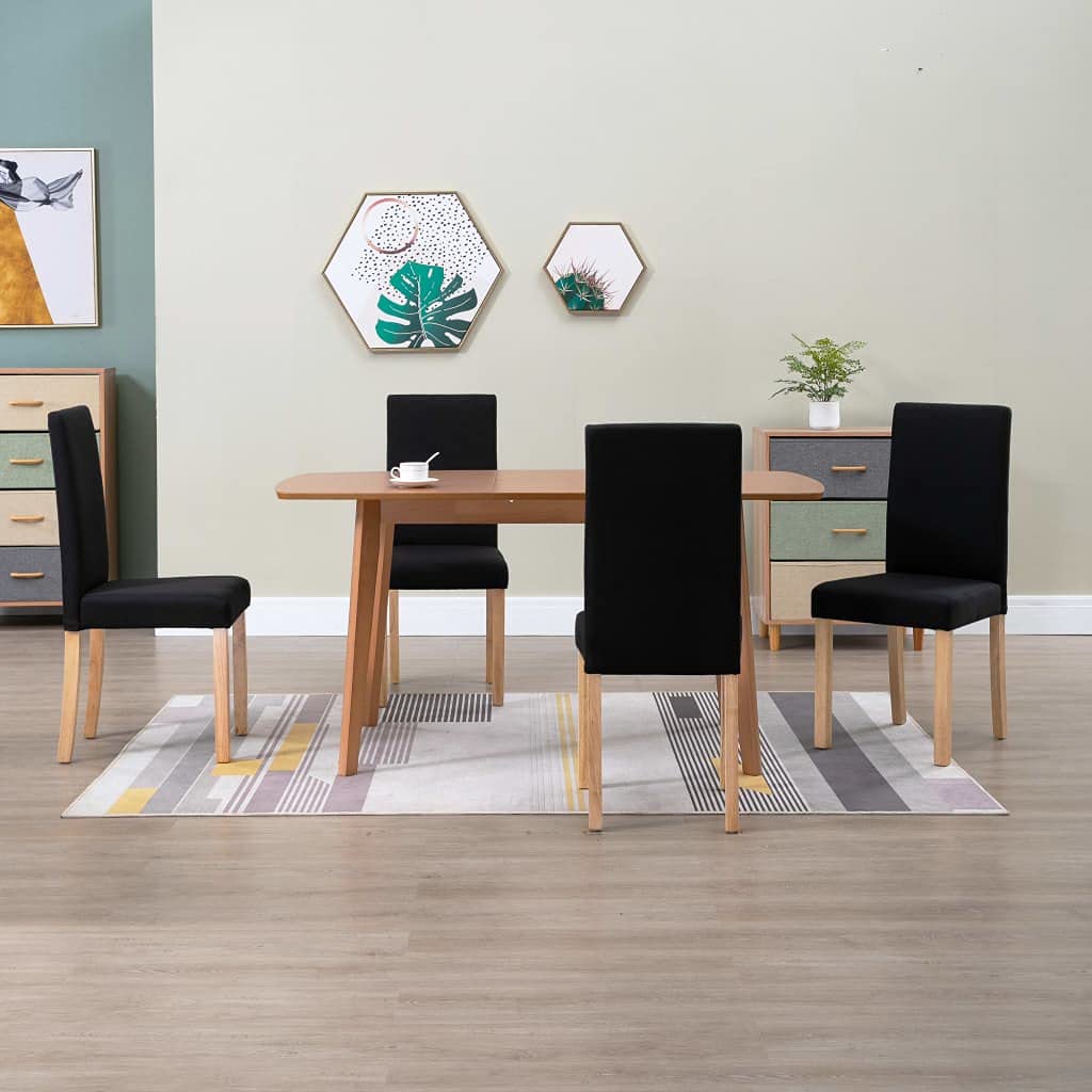 Modern Urban Style Fabric Dining Chairs - Set of 4 Upholstered Padded Black Dining Room Chairs for Kitchen, Dining Table, Breakfast Nook & Home Decor