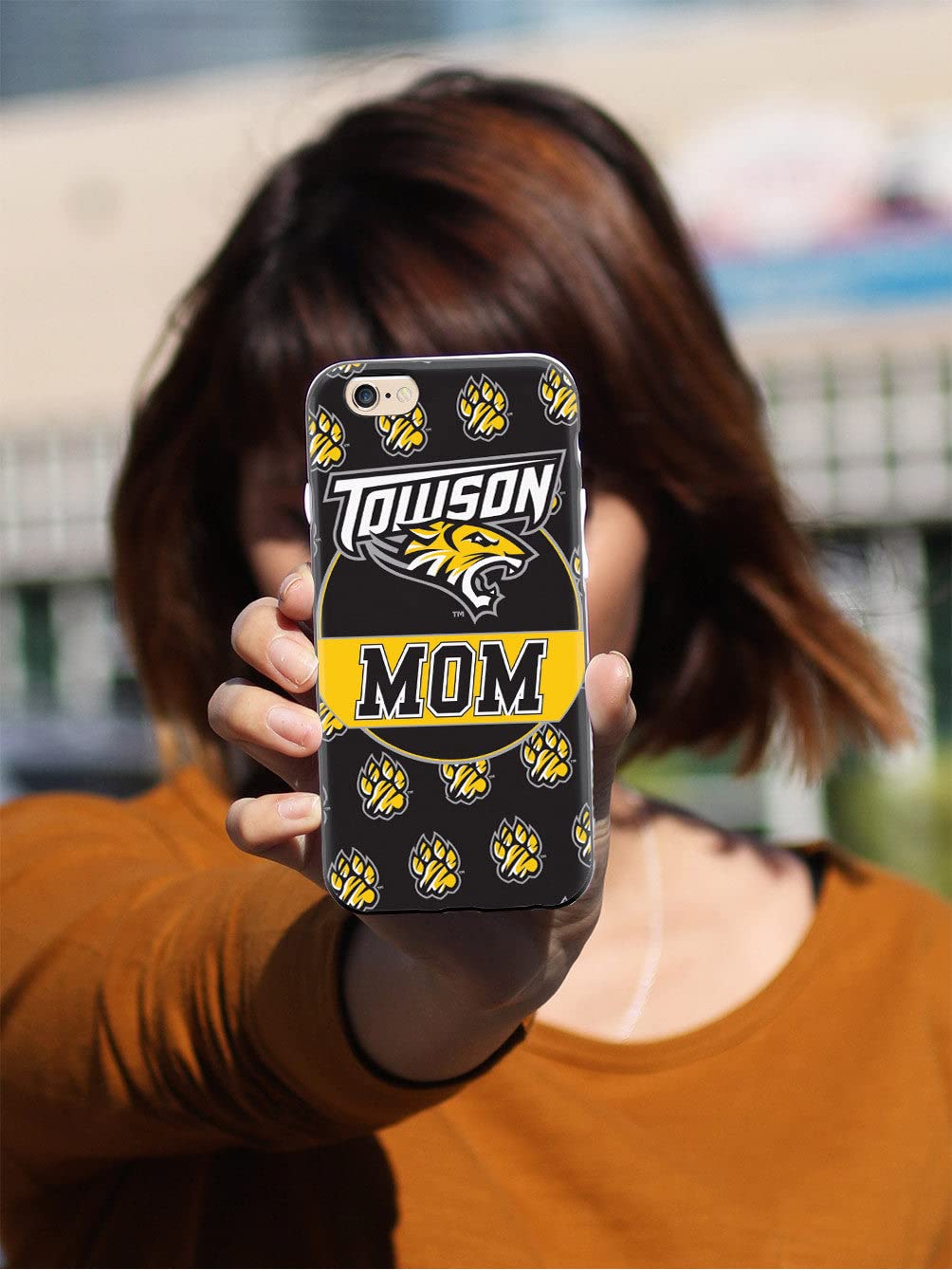 3D Textured iPhone 15 Pro Max Case with Rubber Bumper - Shockproof Protective Cover for Apple iPhone 15 Pro Max - Towson University Tigers Design - Perfect Gift for College Students & Moms - Ideal for School, Work & Daily Use